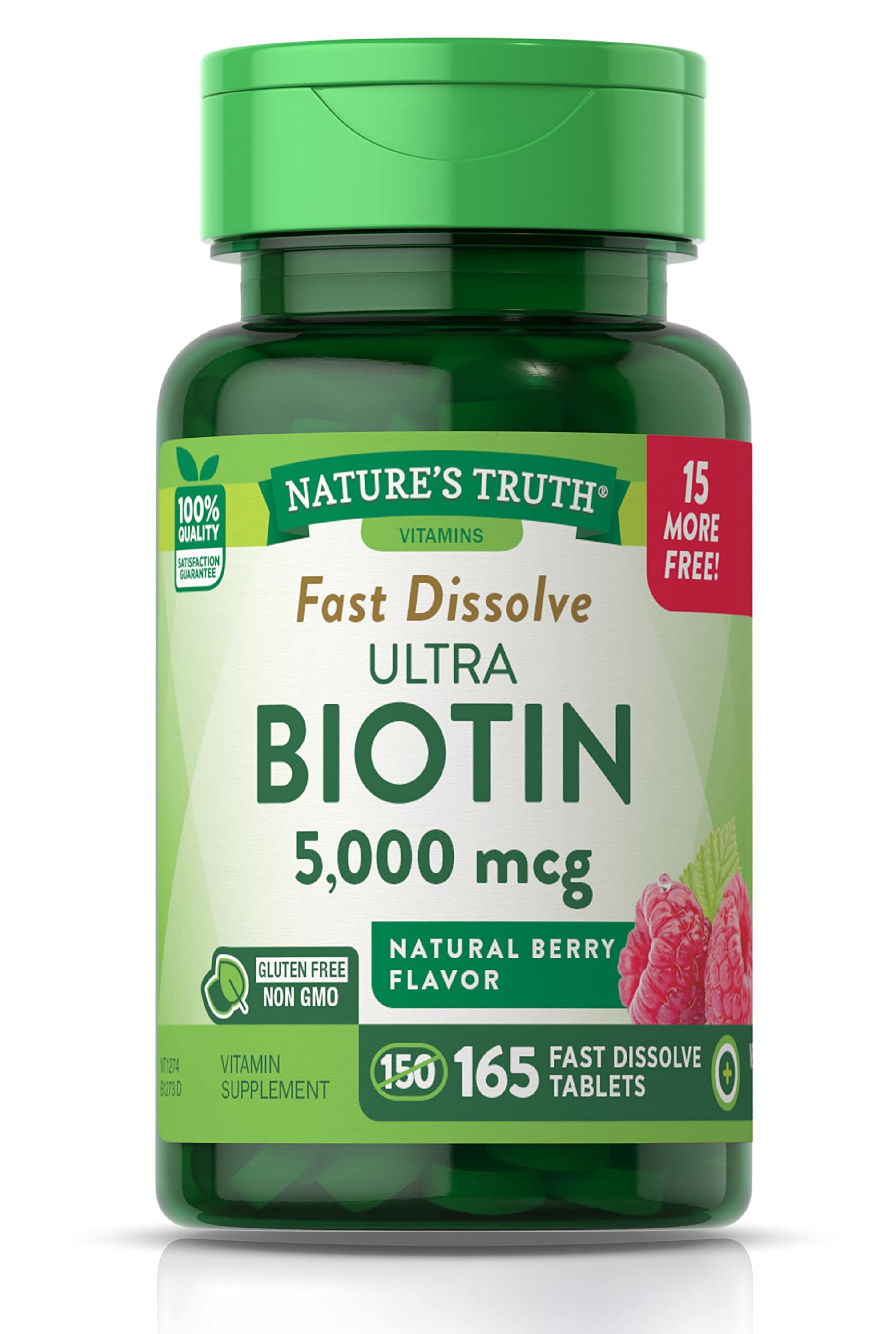Nature's Truth Ultra Biotin 5000mcg Fast Dissolve Tablets, 165 Count