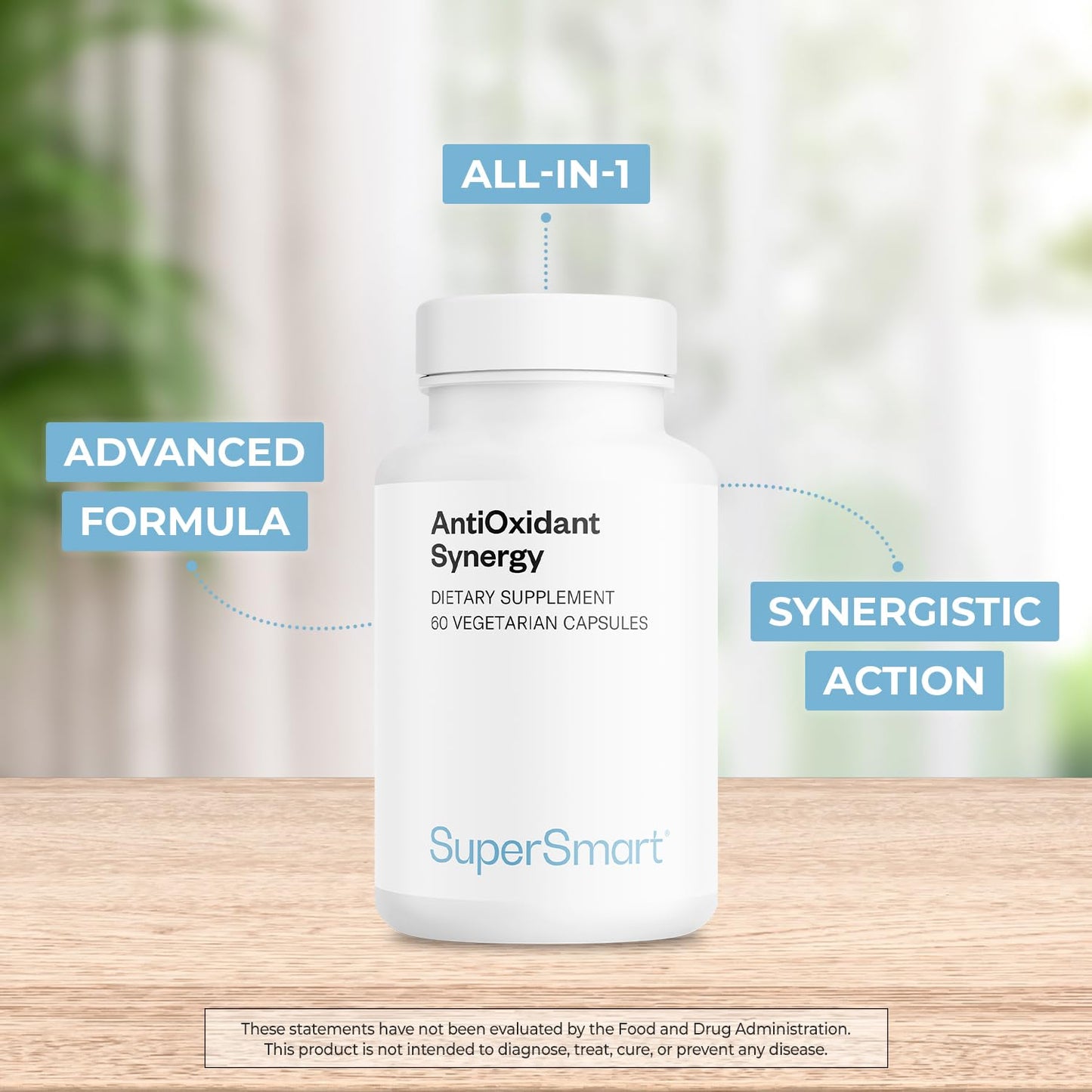 Supersmart AntiOxidant Synergy (Advanced Formula) All-in-1 Supplement with EGCG, Berries, Polyphenols, Resveratrol, Alpha Lipoic Acid 60 Capsules