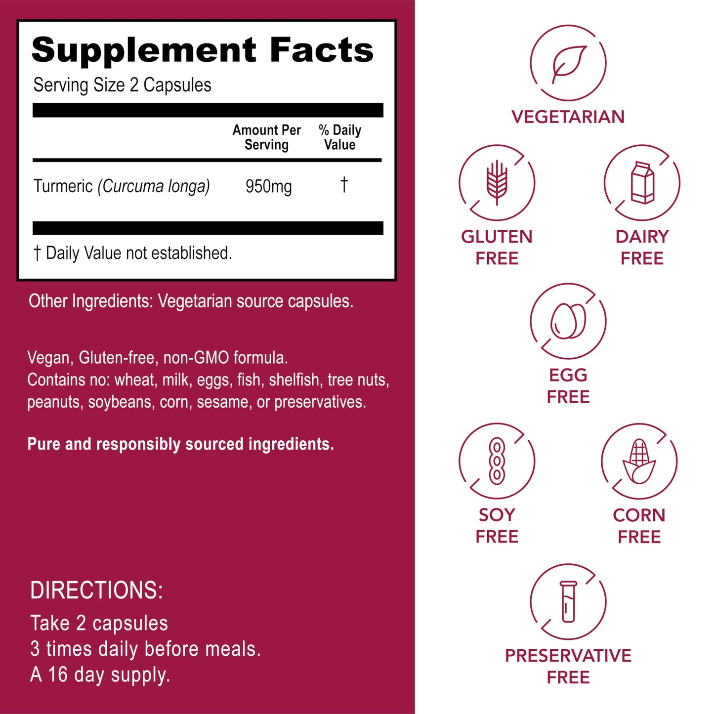 Kroeger Herb Products High Absorption Turmeric Supplement for Joint Support Capsule, 100 Capsules