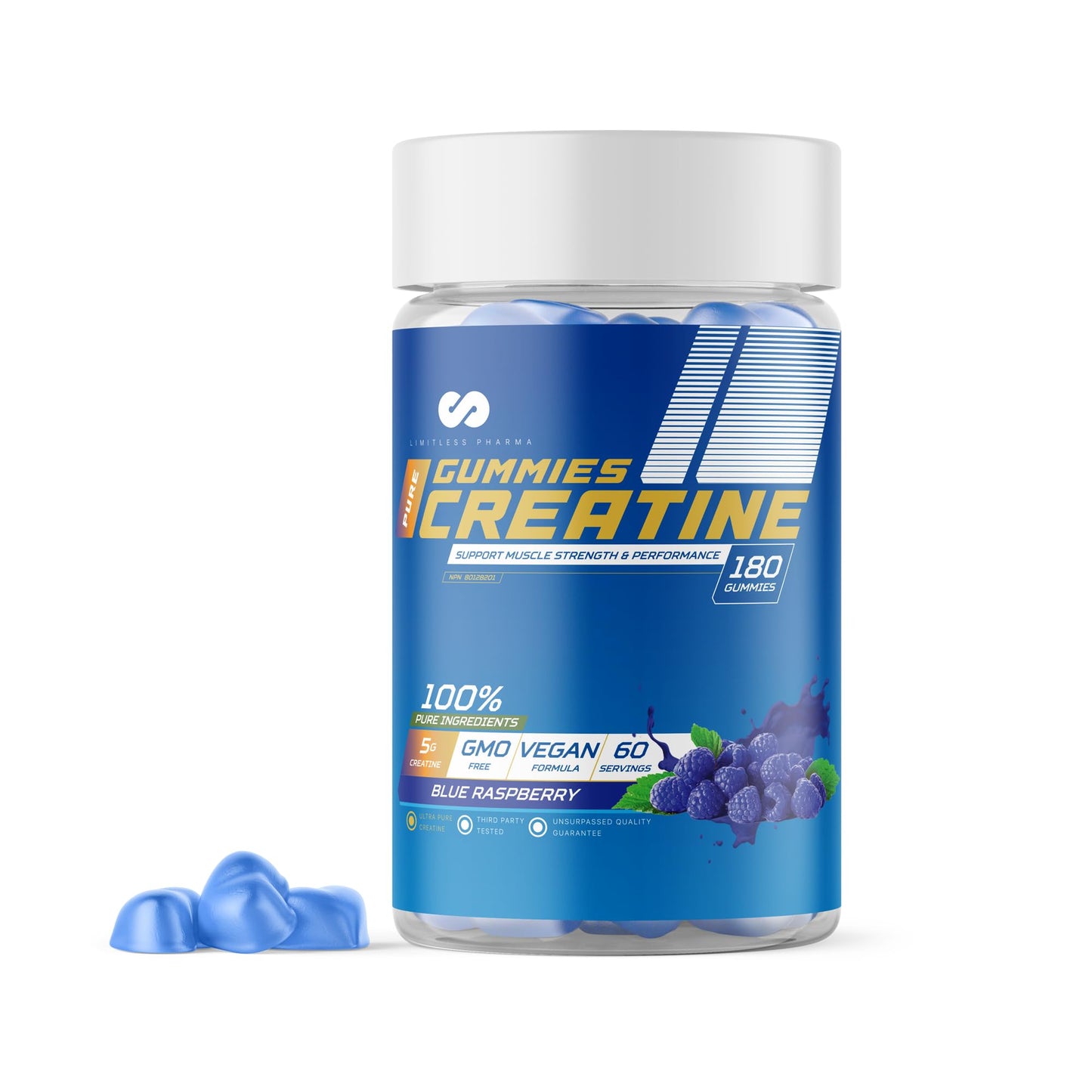 Limitless Pharma Pure Creatine Gummy Candy 180 Count