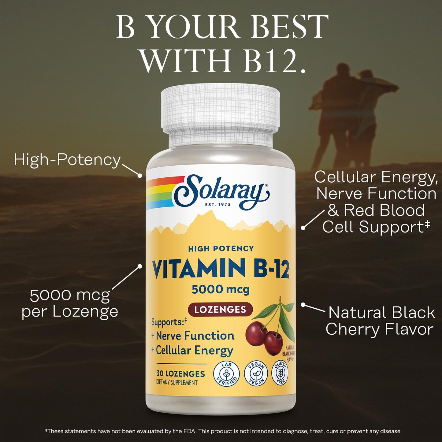 Solaray Vitamin B-12 5000mcg Lozenges, 30 Count