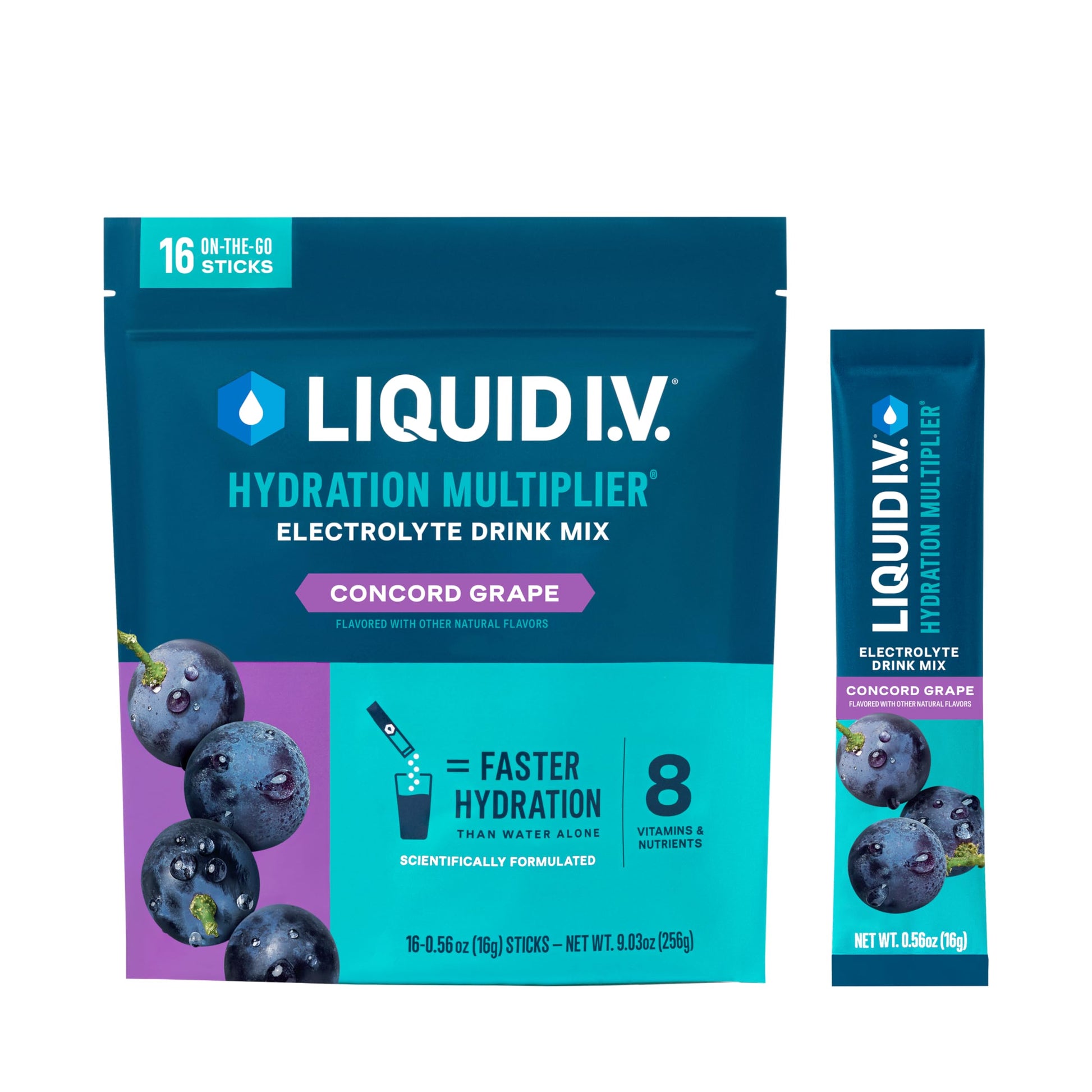 Liquid I.V. Hydration Electrolytes Powder, Grape, 16 Count