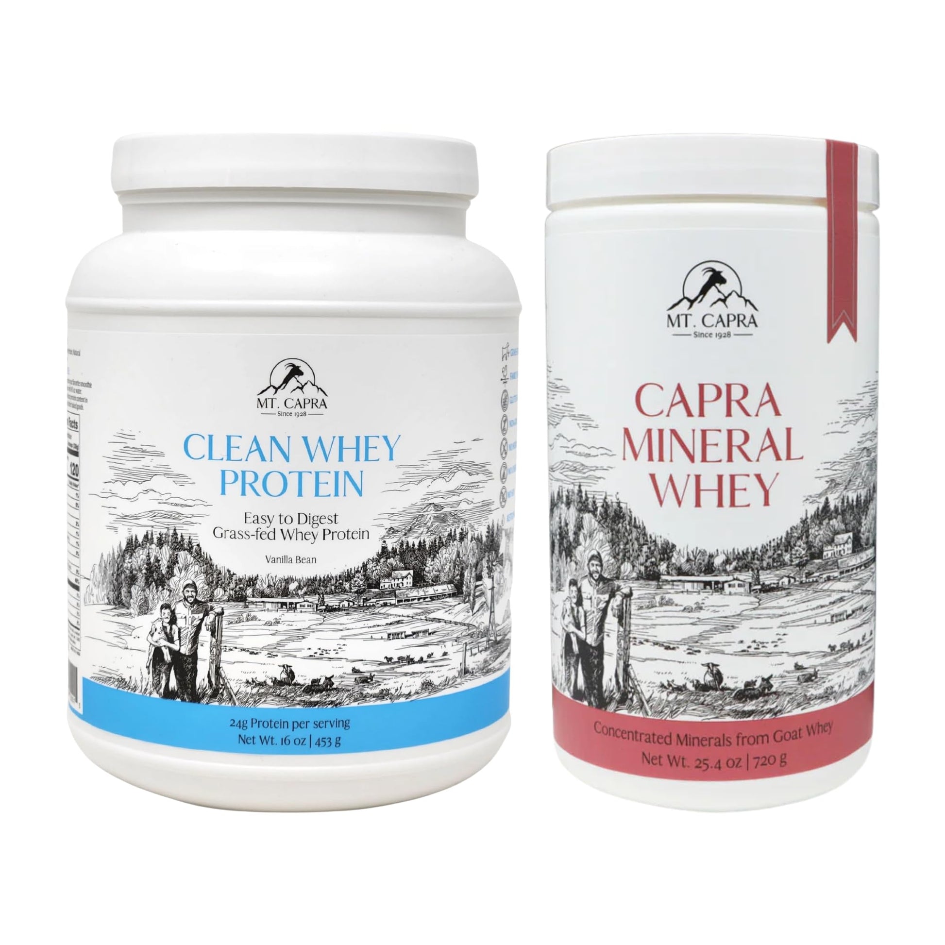 Mt. Capra Clean Whey Protein and Mineral Whey Protein Powder Vanilla Bean 41.4