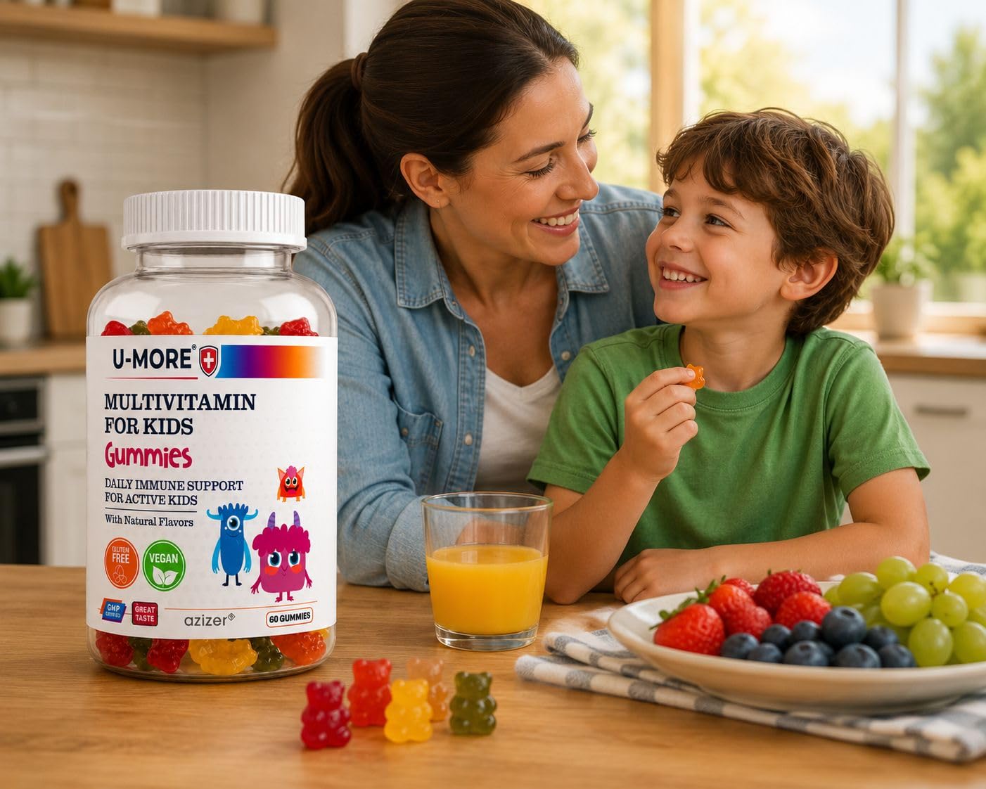 U-MORE Kids Multivitamin Gummies, 60 Gummies