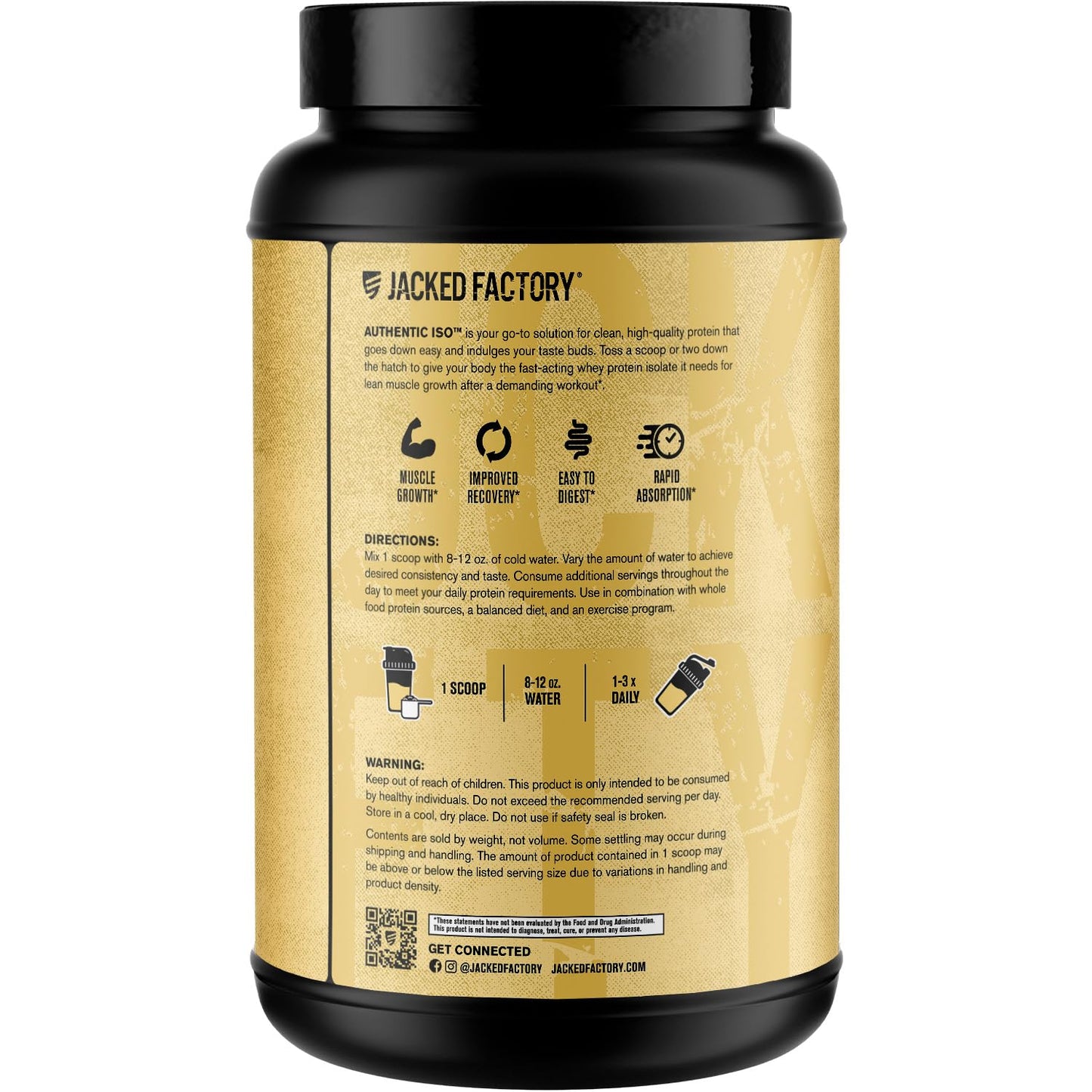 Jacked Factory ISO Whey Protein Isolate Powder, Vanilla, 25 Servings