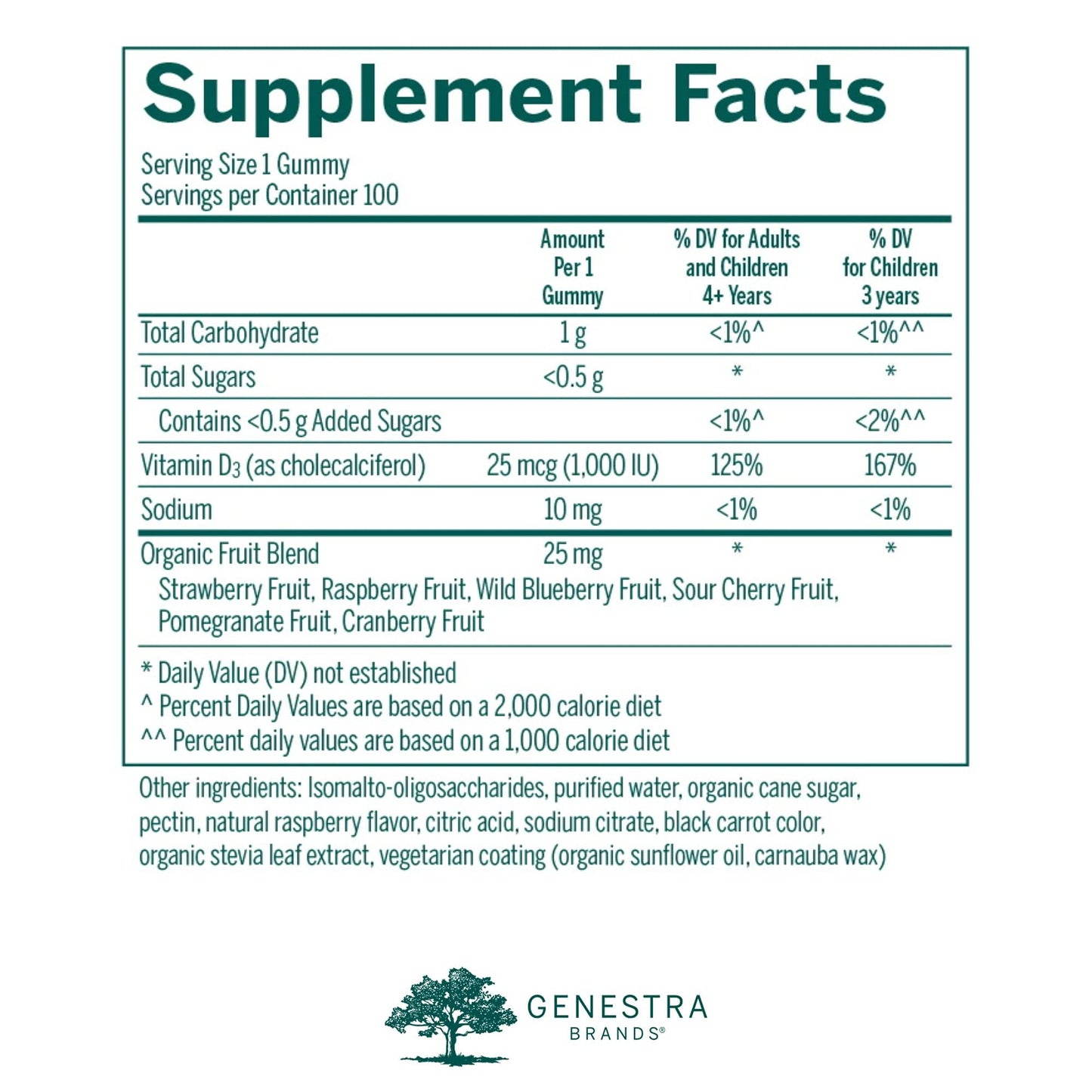 Genestra Brands Vitamin D Gummies 100 Gummies