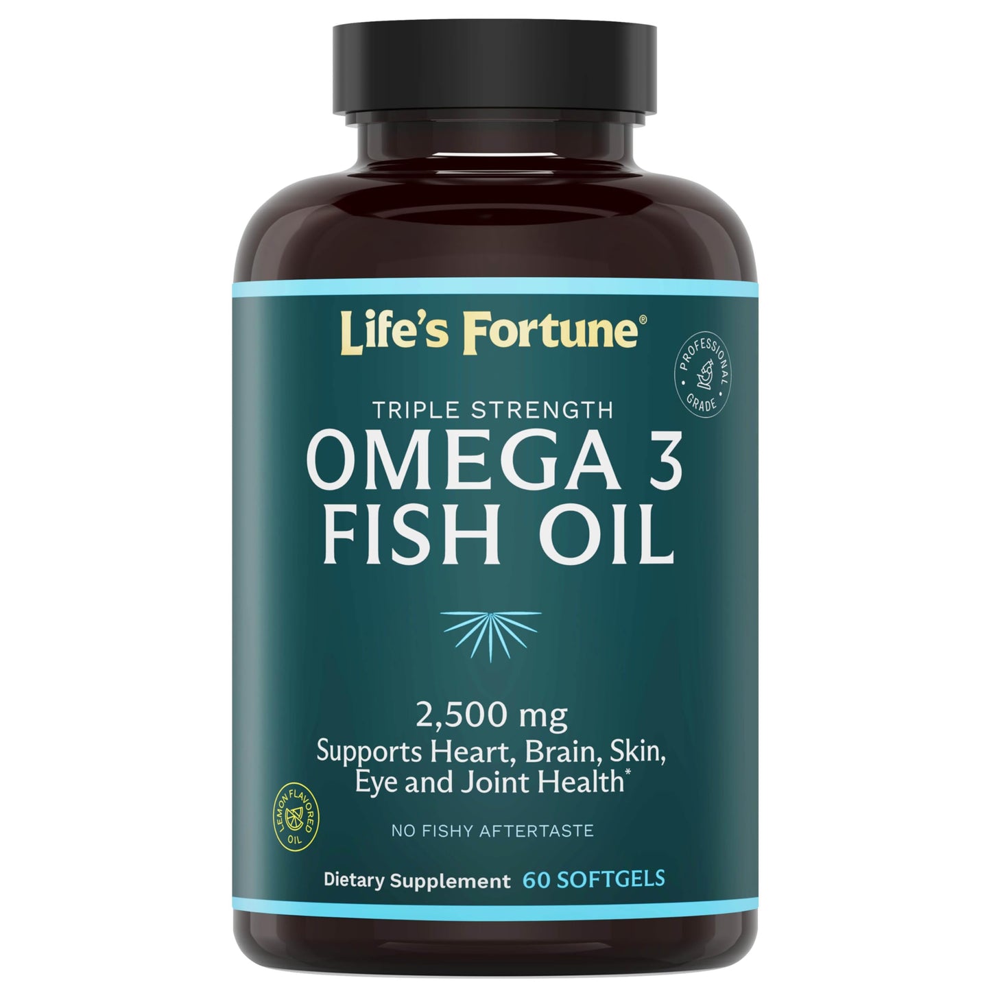 Life's Fortune Fish Oil Omega-3 Concentrate Supplement 2500 mg Softgels 60 Count