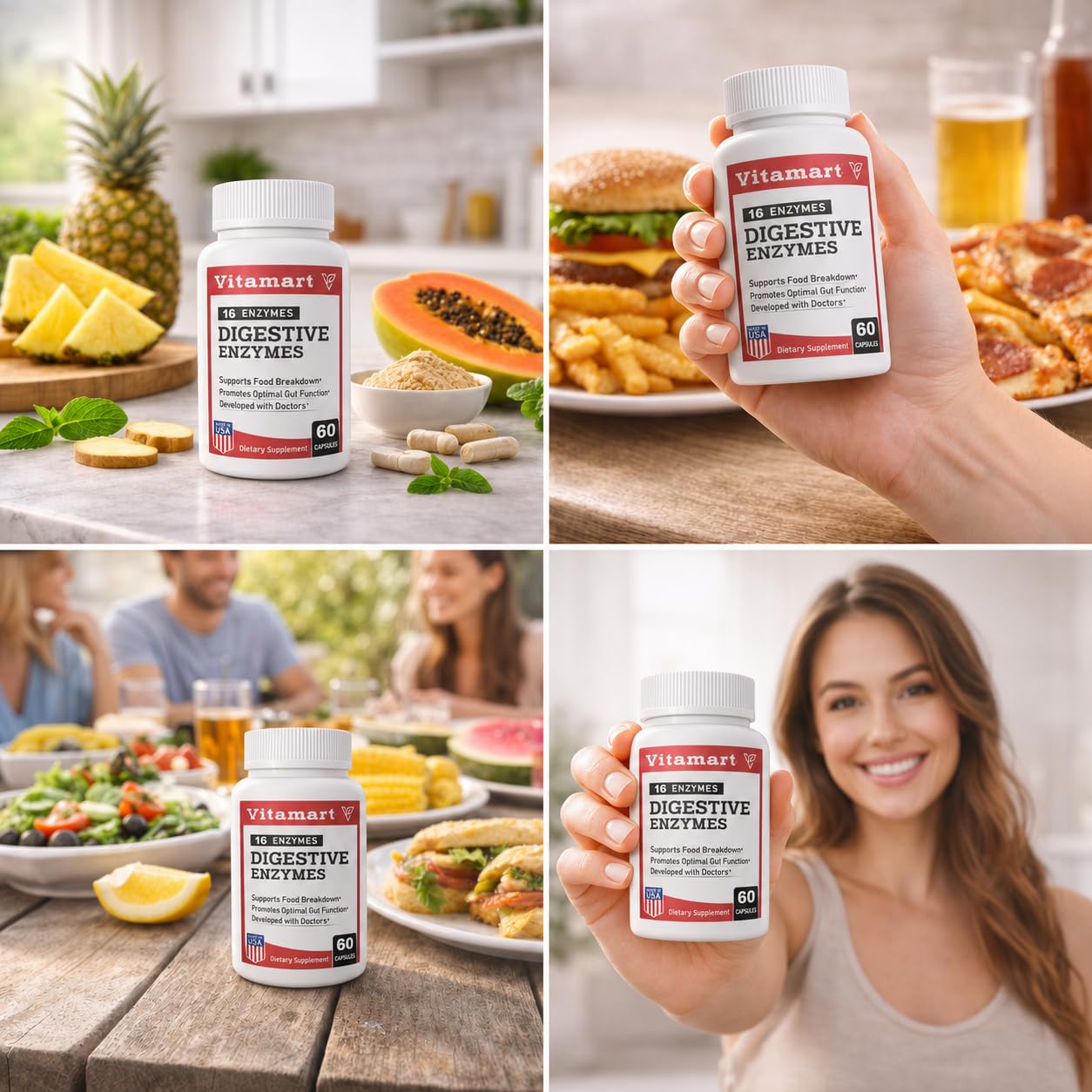 Vitamart Digestive Enzymes for Women & Men 60 Capsules