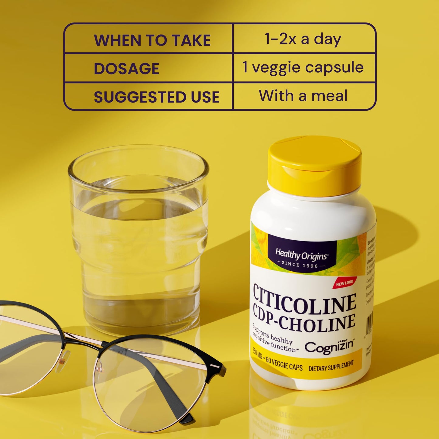 Healthy Origins Cognizin Citicoline 250 mg Capsules, 30 Veggie Capsules