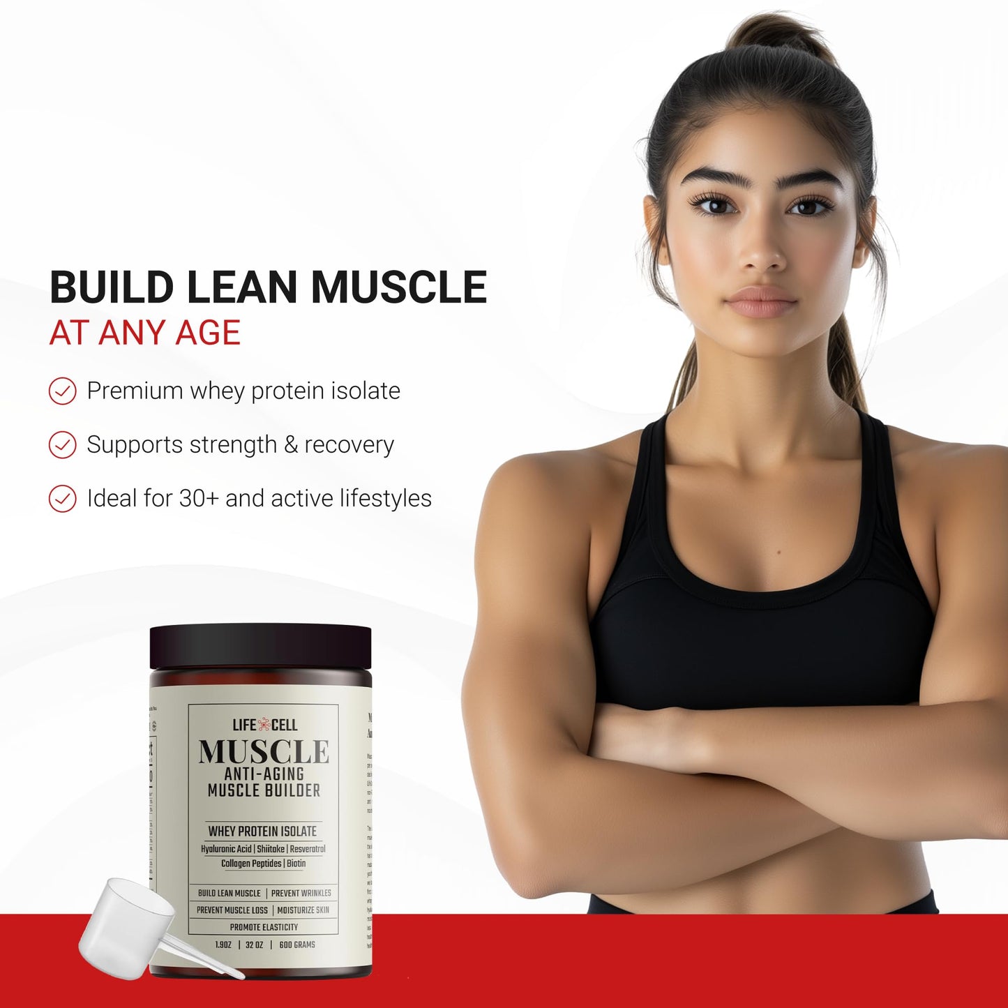 LifeCell Whey Protein Powder – Anti-Aging Muscle Builder, Chocolate, 600g, 32