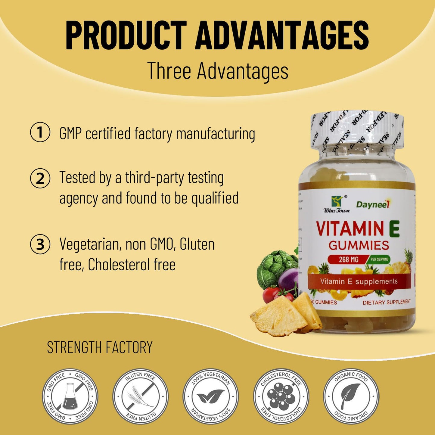 Wins Town Vitamin E Gummies 268mg, 60 Gummies