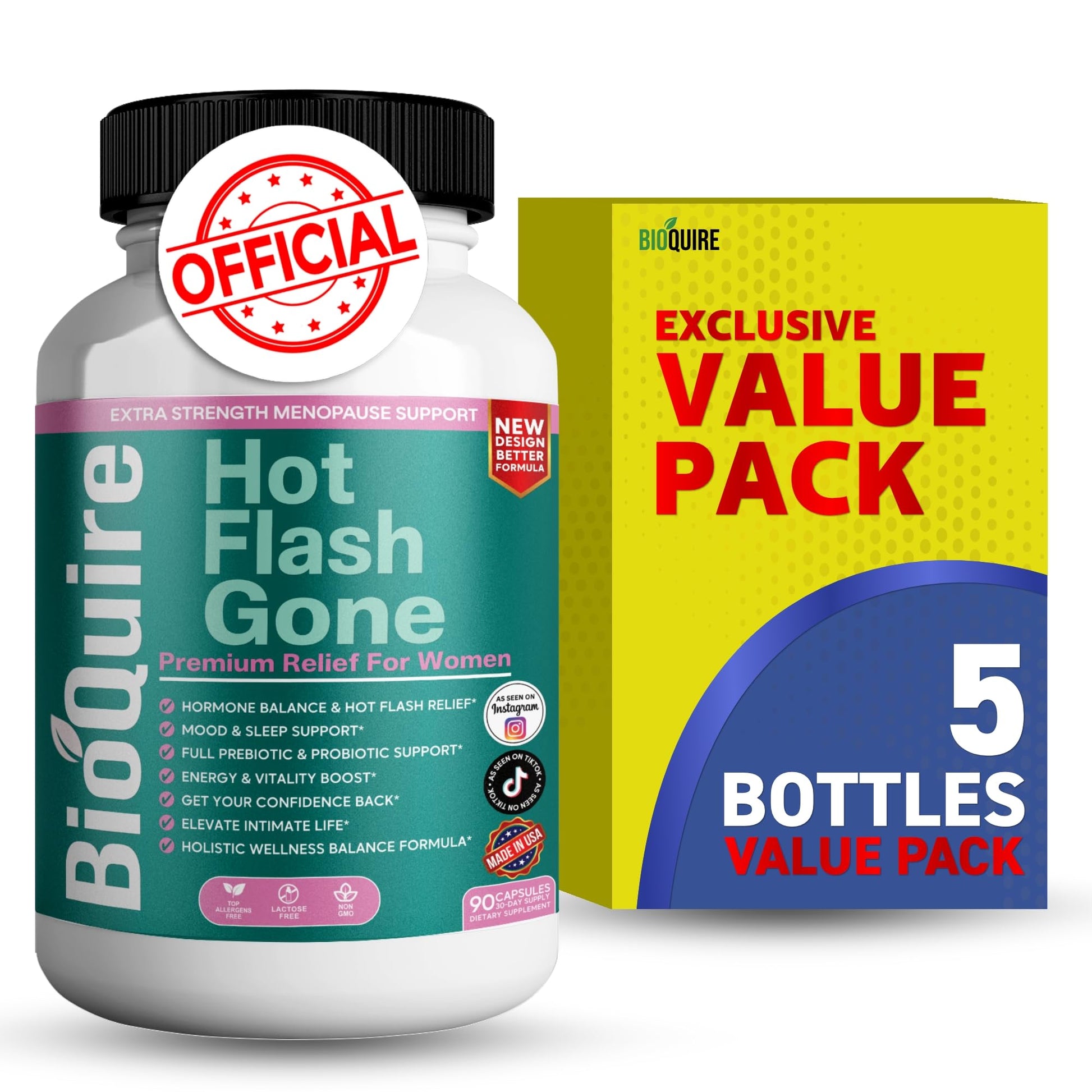 BIOQUIRE Hot Flash Gone – Menopause Support for Women 90 Capsules