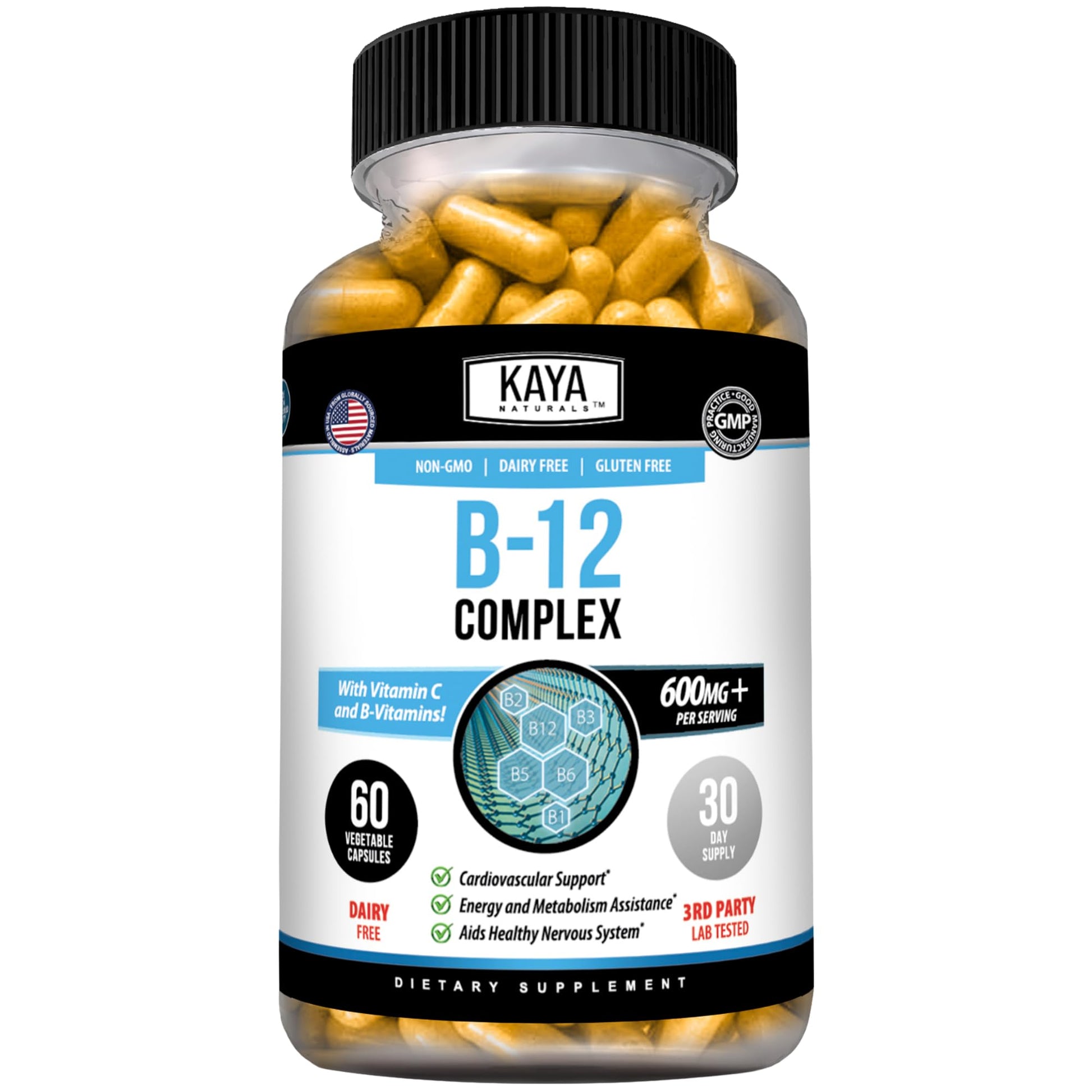 Kaya Naturals B-12 Complex Multivitamin for Women & Men Capsules, 60 Count