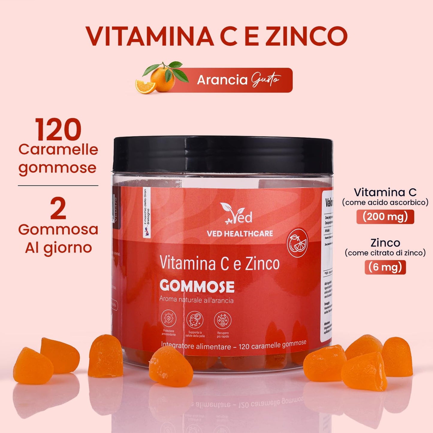 Ved Vitamin C with Zinc Gummies, 120 Count