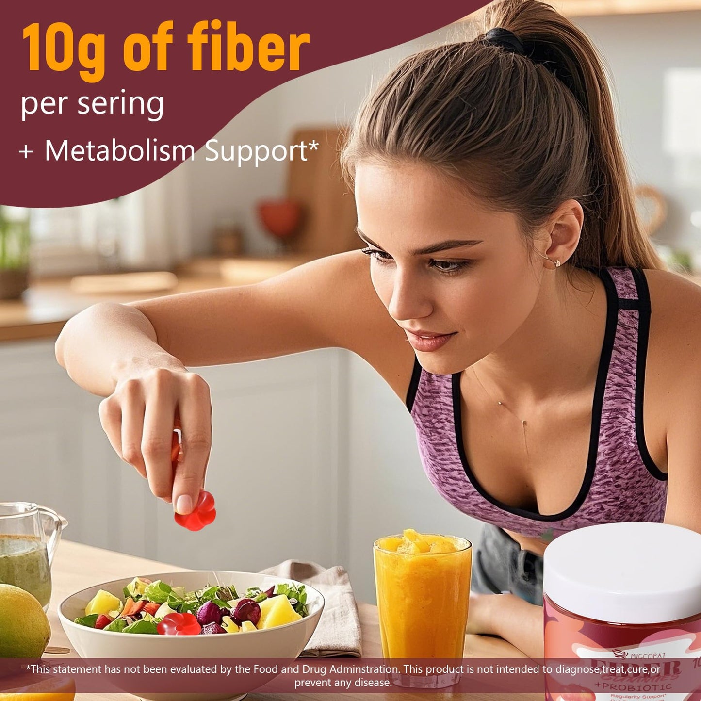 Migcopat Fiber Gummies + Probiotics For Digestive Health Gummies 210