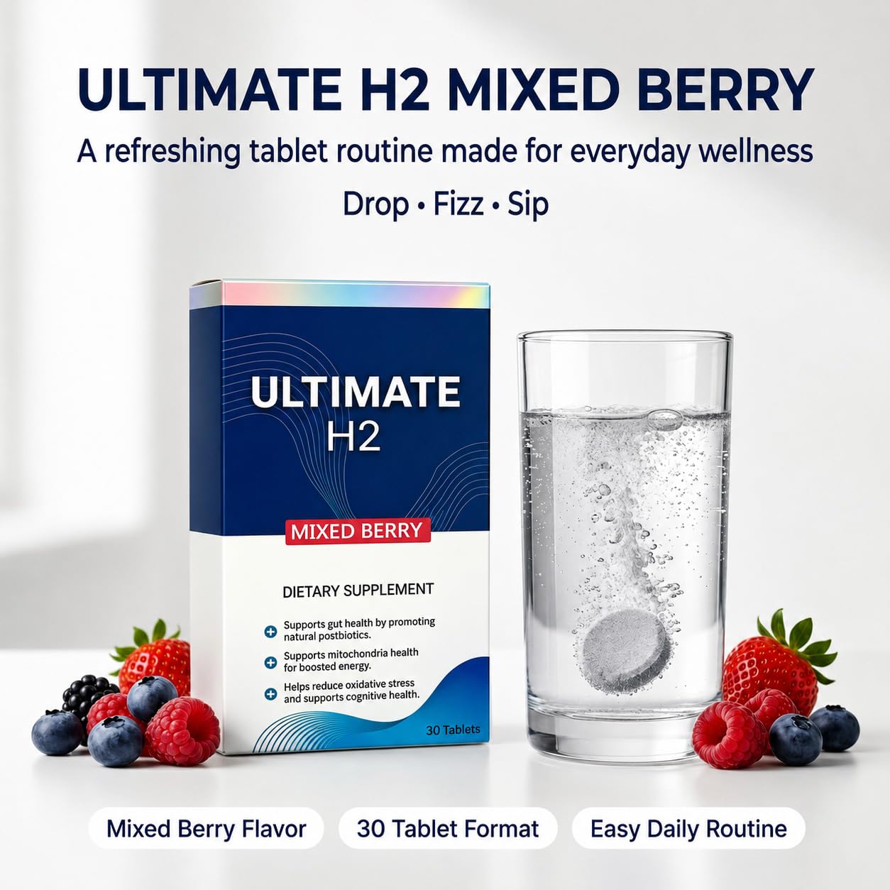 Purenyx Ultimate H2 Hydrogen Softgels with Magnesium & Vitamin B12, Antioxidant & Cellular Health Support, Mixed Berry Flavor, 30 Count