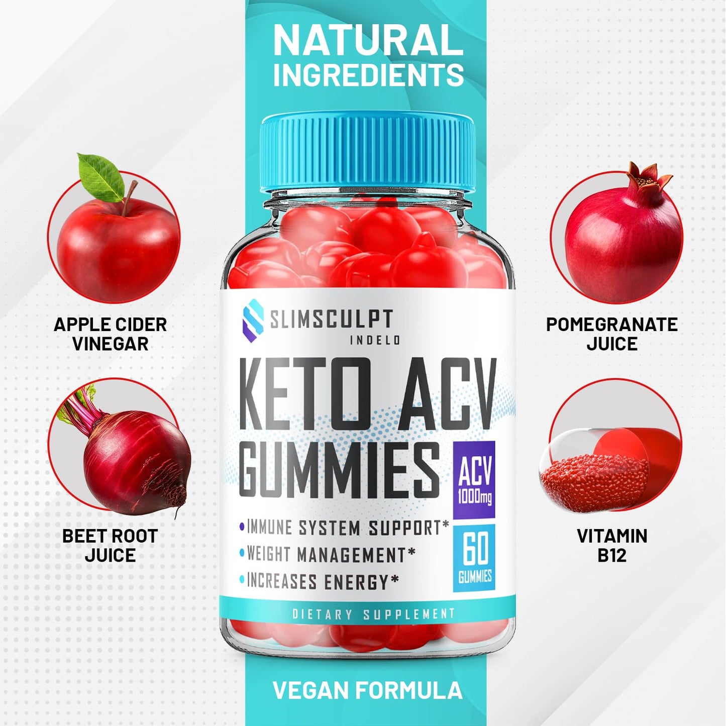 Indelo Slimsculpt Keto ACV Weight Loss Gummies, 300 Gummies