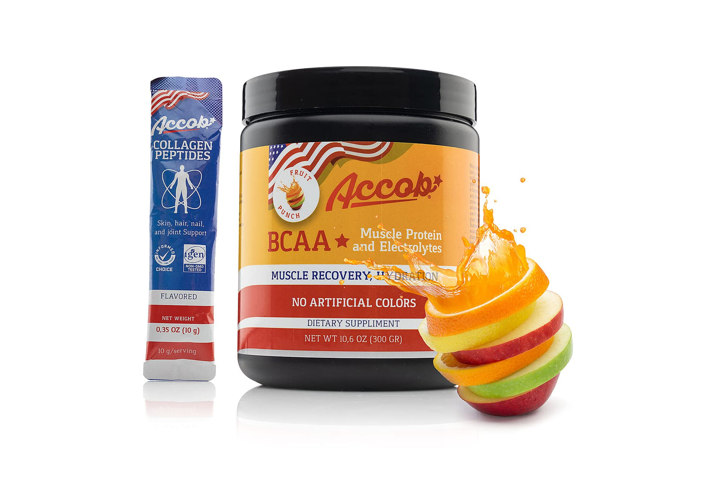 ACCOB BCAA Powder Fruit Punch, 1 oz