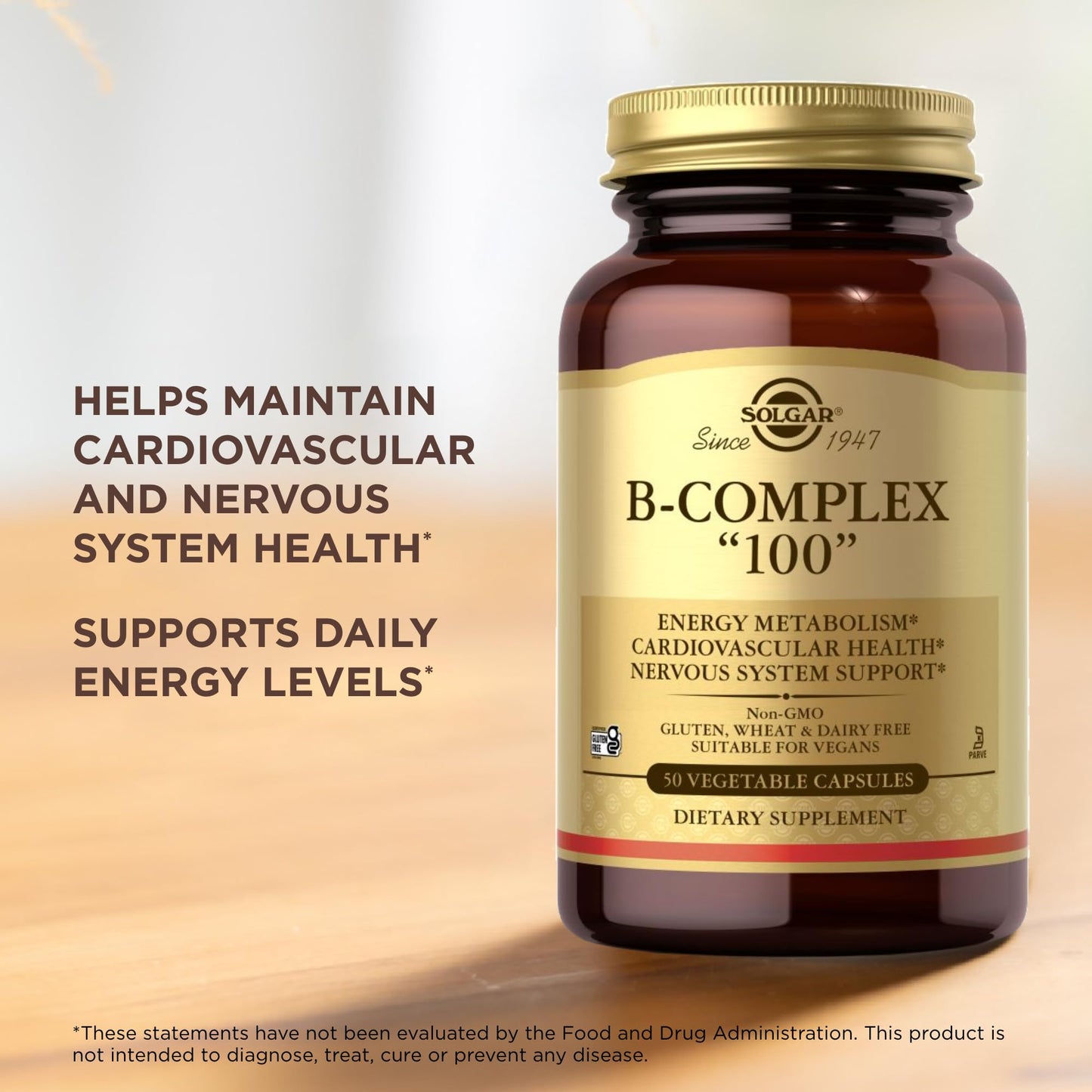 Solgar B-Complex 100 Capsules, 50 Count