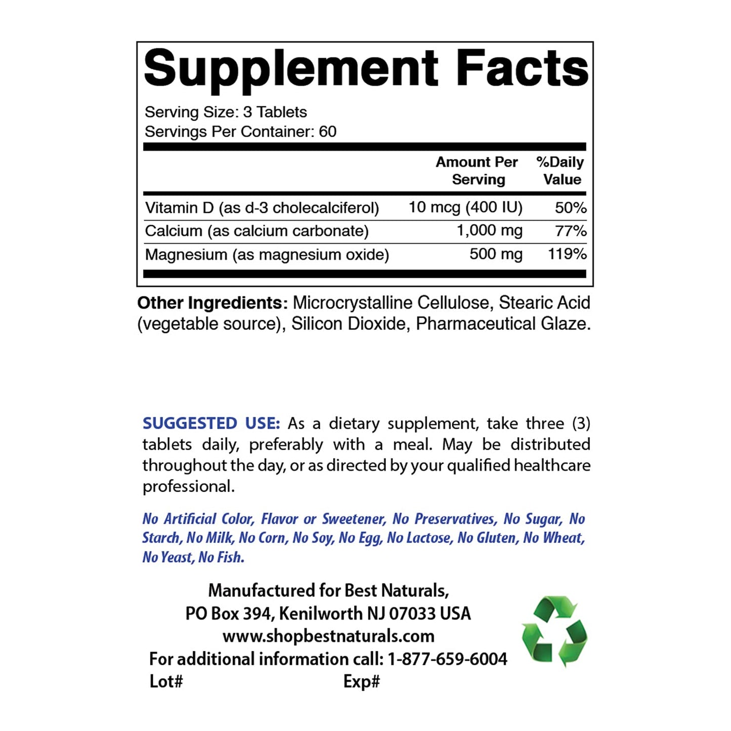 Best Naturals Calcium Magnesium with Vitamin D3 Softgel 180 Count