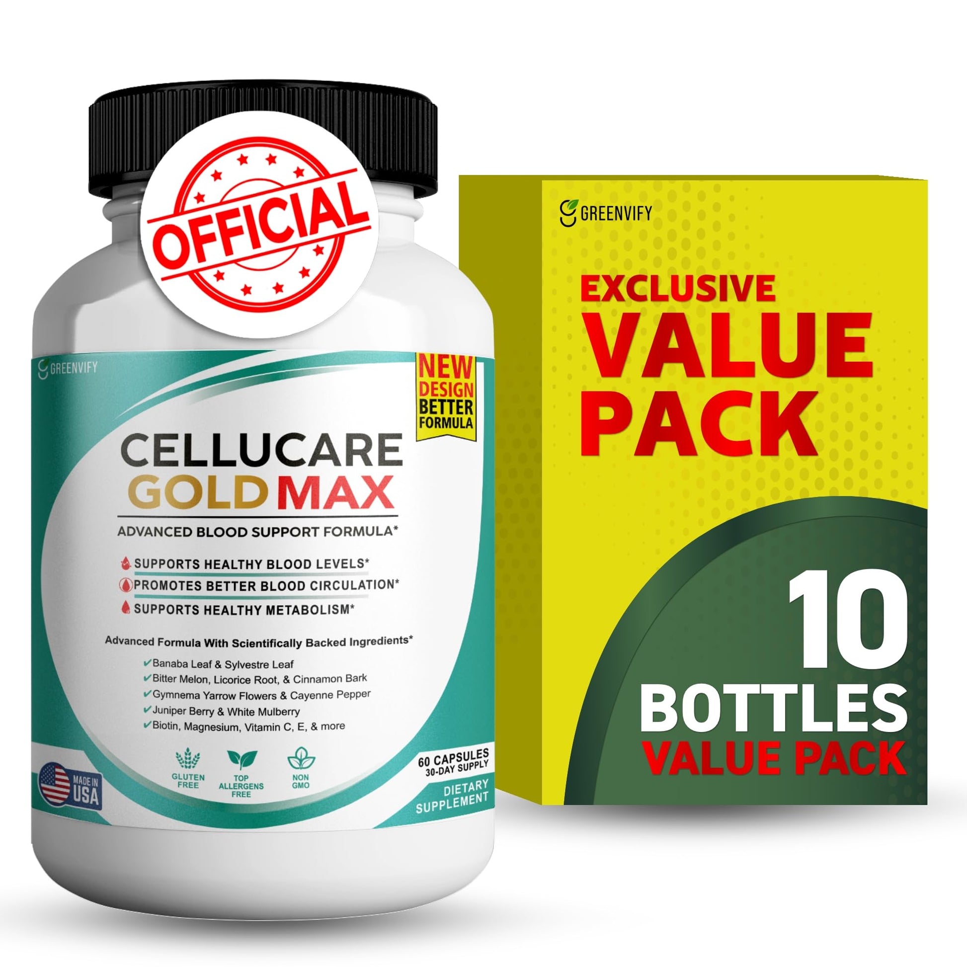 Cellucare Gold Max Pills Advanced Blood Support Formula Capsule, 600 Capsules