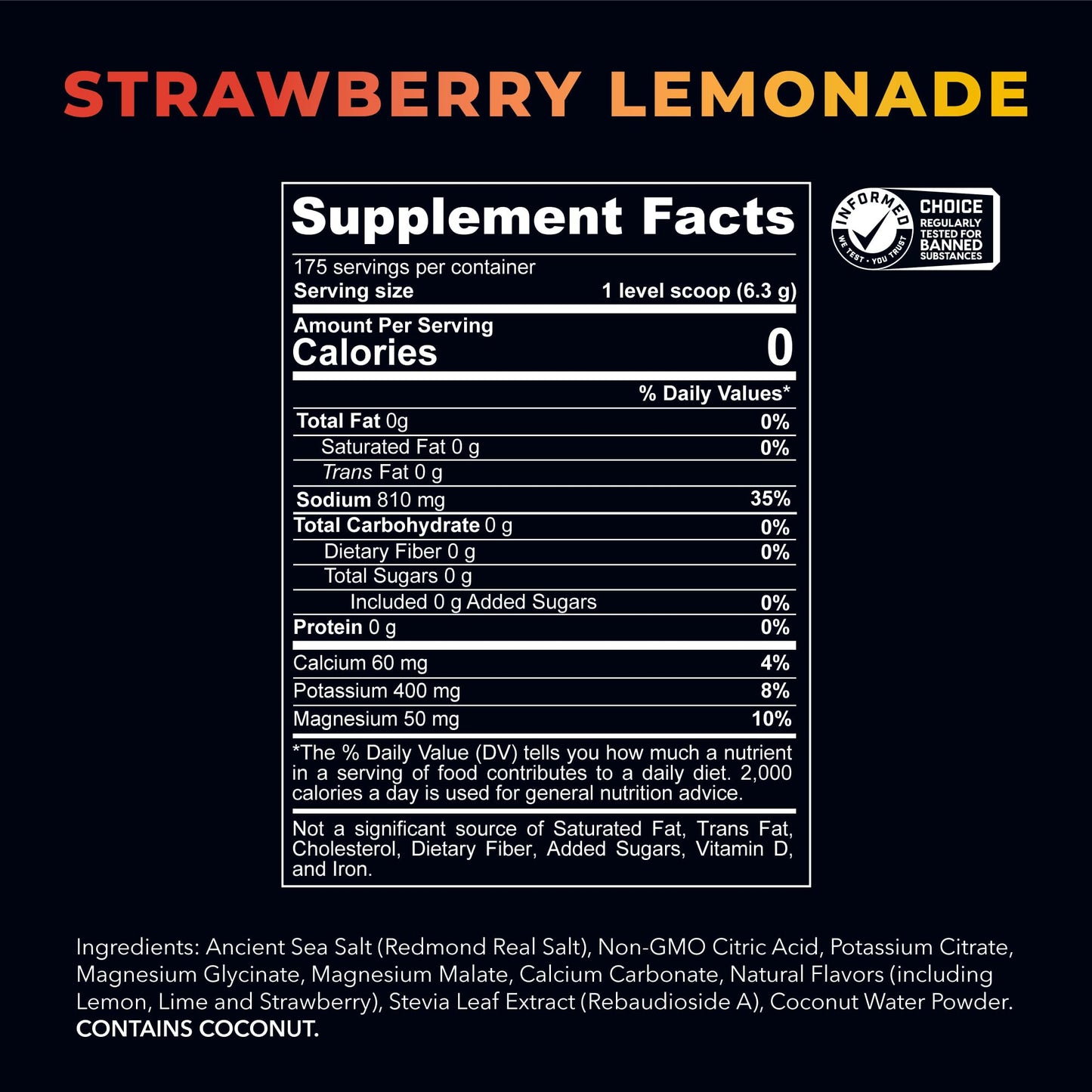 REDMOND Re-Lyte Hydration Electrolyte Powder, 175 Servings, Strawberry Lemonade