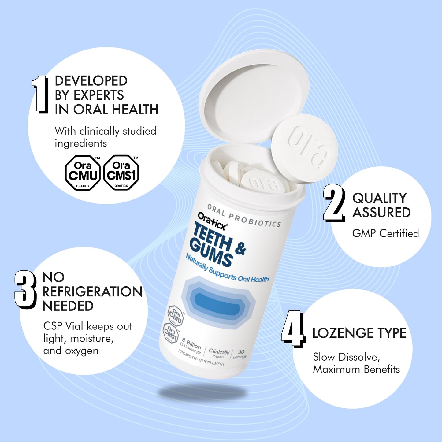 OraTicx Teeth & Gums Oral Probiotics Lozenges, 60 Count