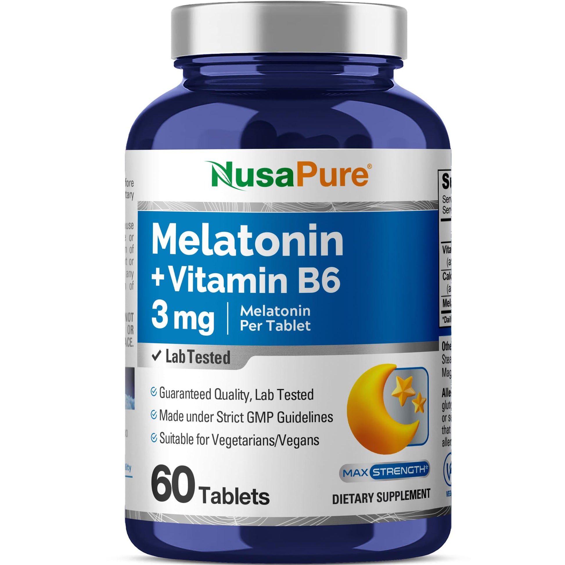 NusaPure Melatonin 3 mg Tablets 60 Count