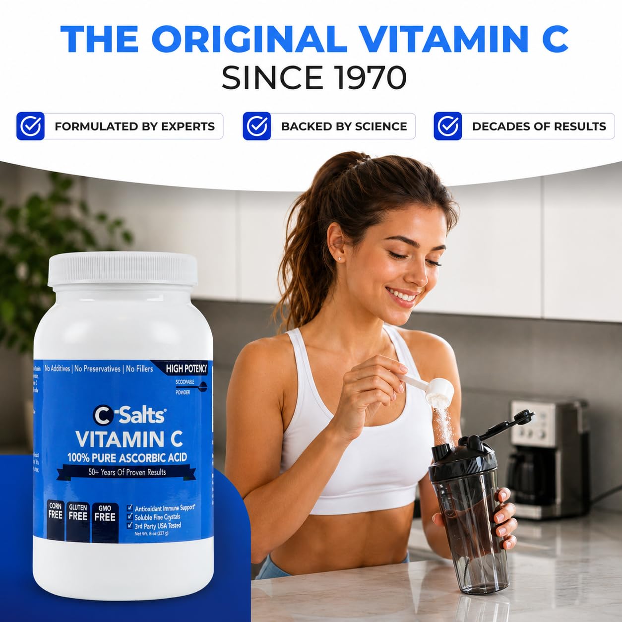 C-Salts Ascorbic Acid Powder 1000mg - Vitamin C Supplement, 8 oz