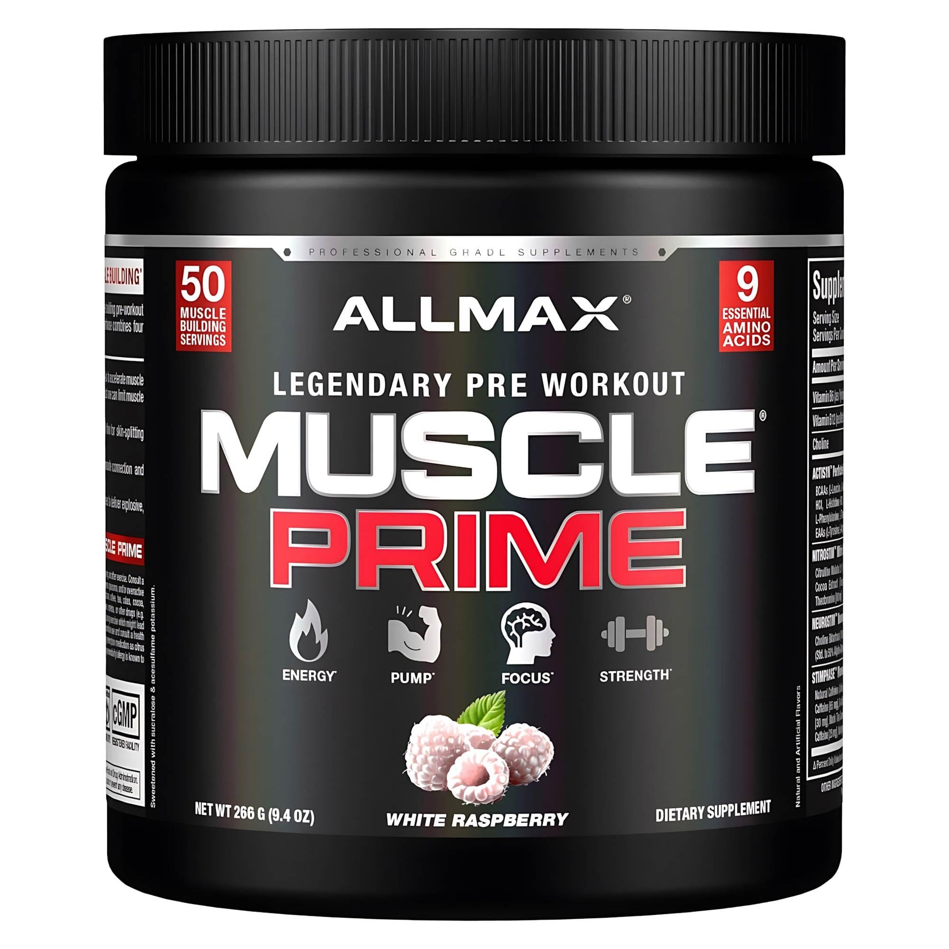 ALLMAX MusclePrime Pre-Workout Powder White Raspberry 9.4 Ounce