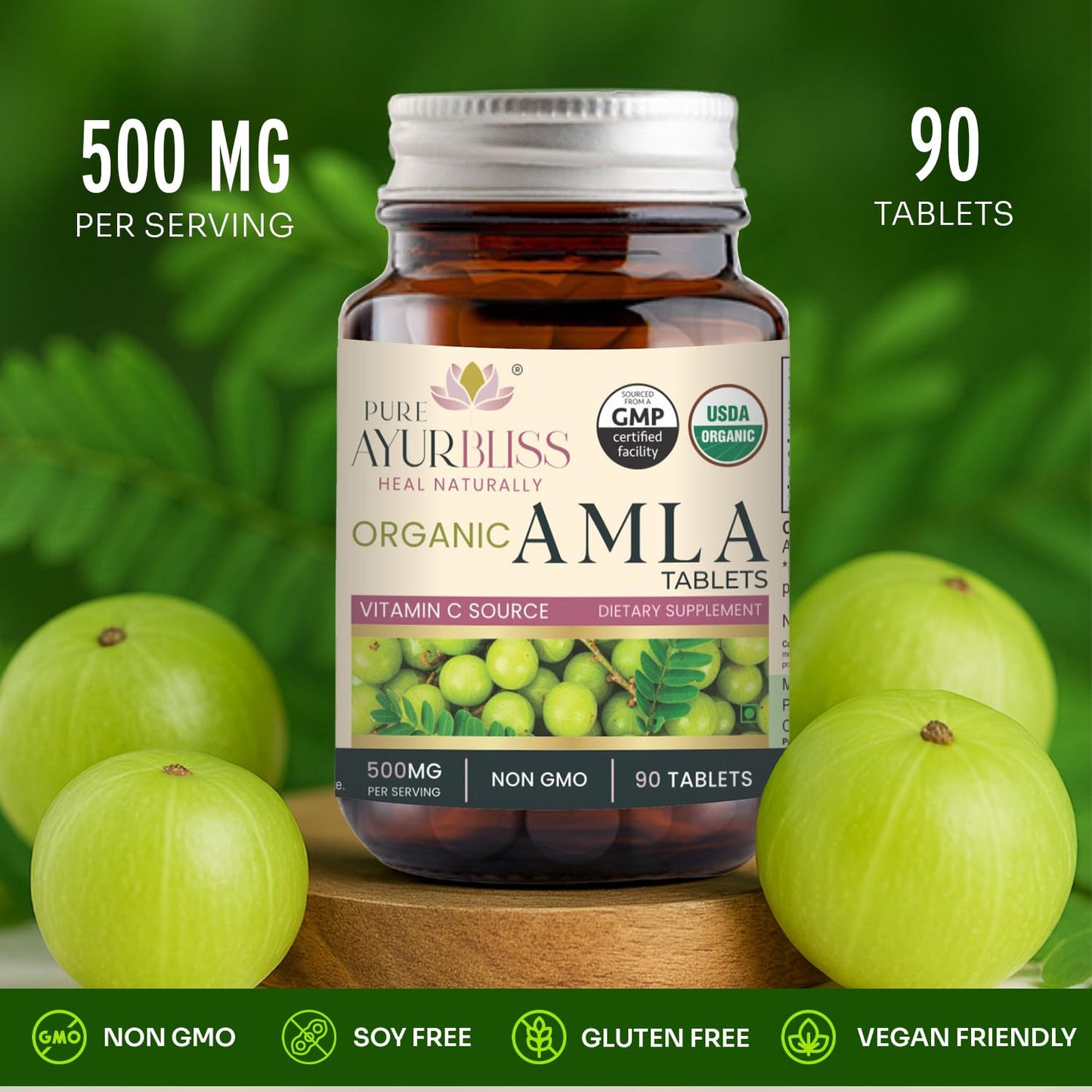 PureAyurbliss Amla Tablets, 90 Count