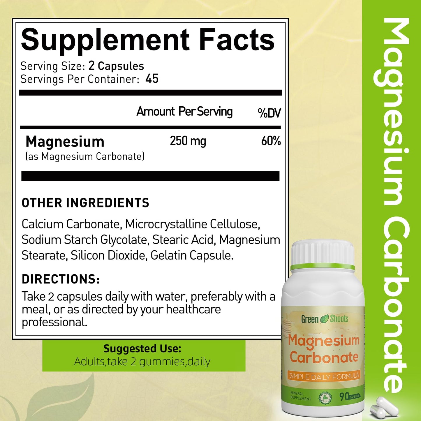 Greenshoots Magnesium Carbonate Capsules, 90 Capsules