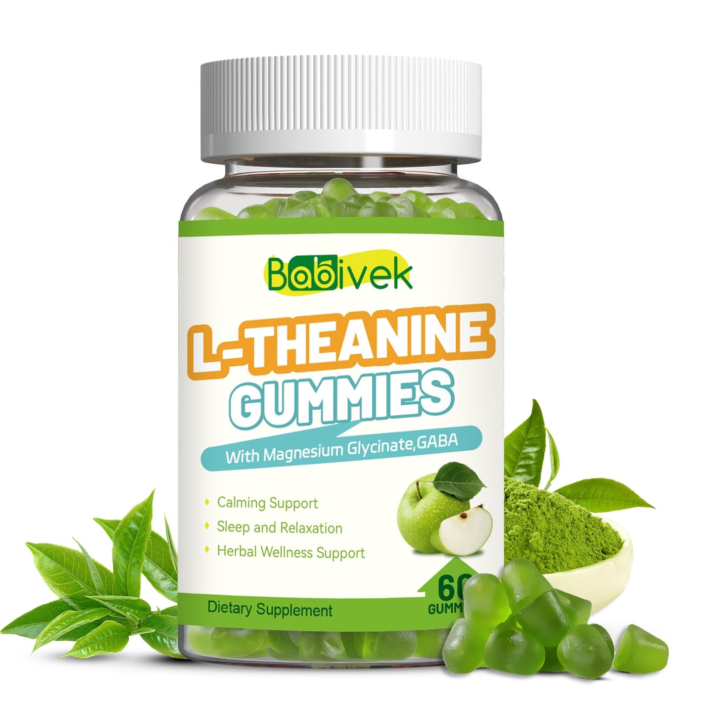 Babivek L-Theanine 400mg Gummies with GABA, Magnesium Glycinate, 60 Count