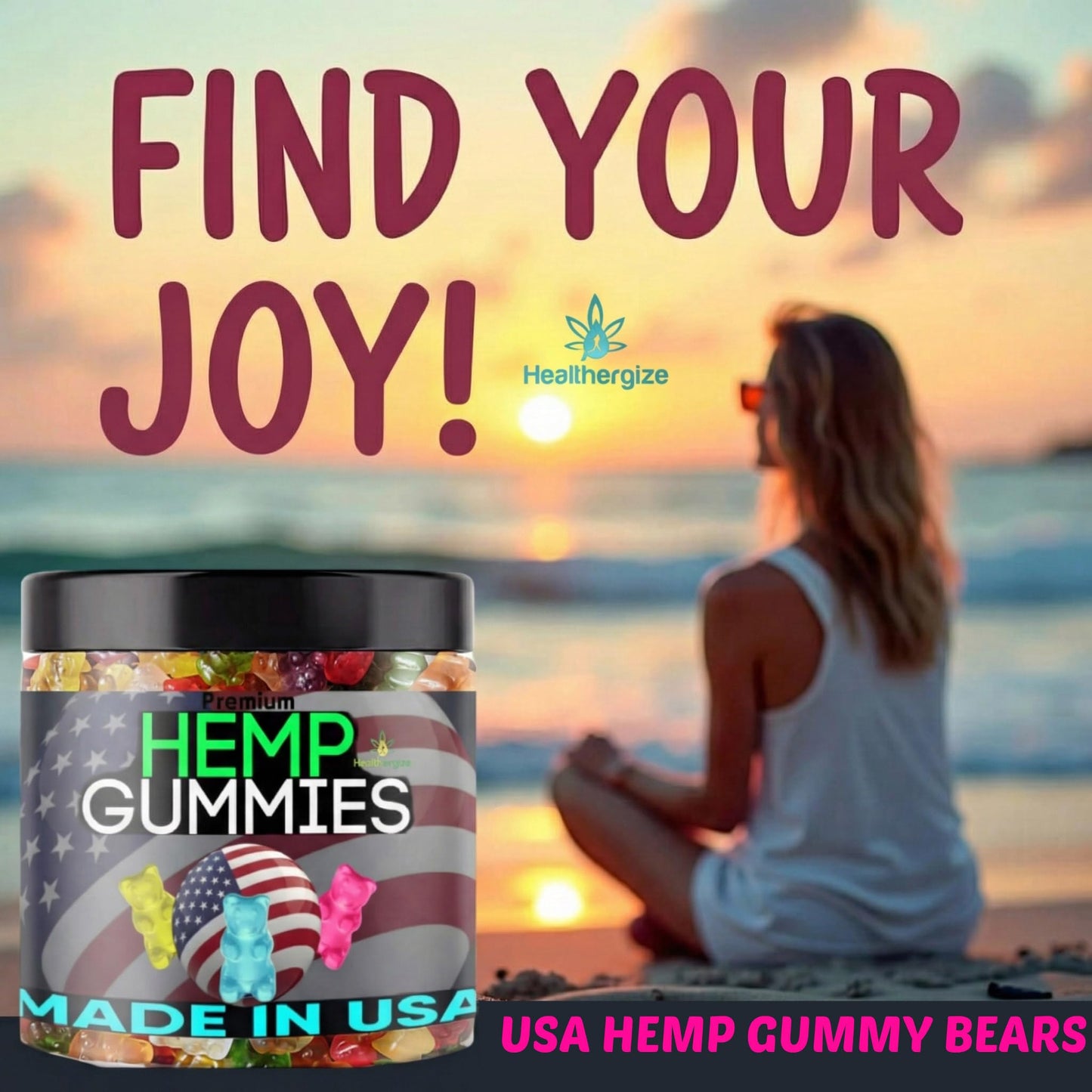 Healthergize Hemp Gummies Calm Sleep and Relaxation Chewable 96 Count