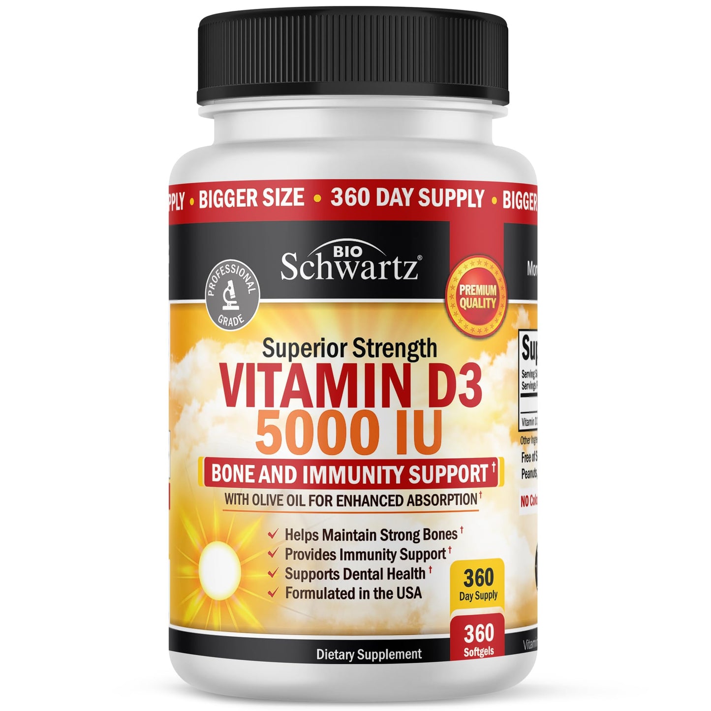 BioSchwartz Elderberry Gummies with Zinc, Vitamin C, and Vitamin D3 5000 IU (125 mcg), 420 Gummies