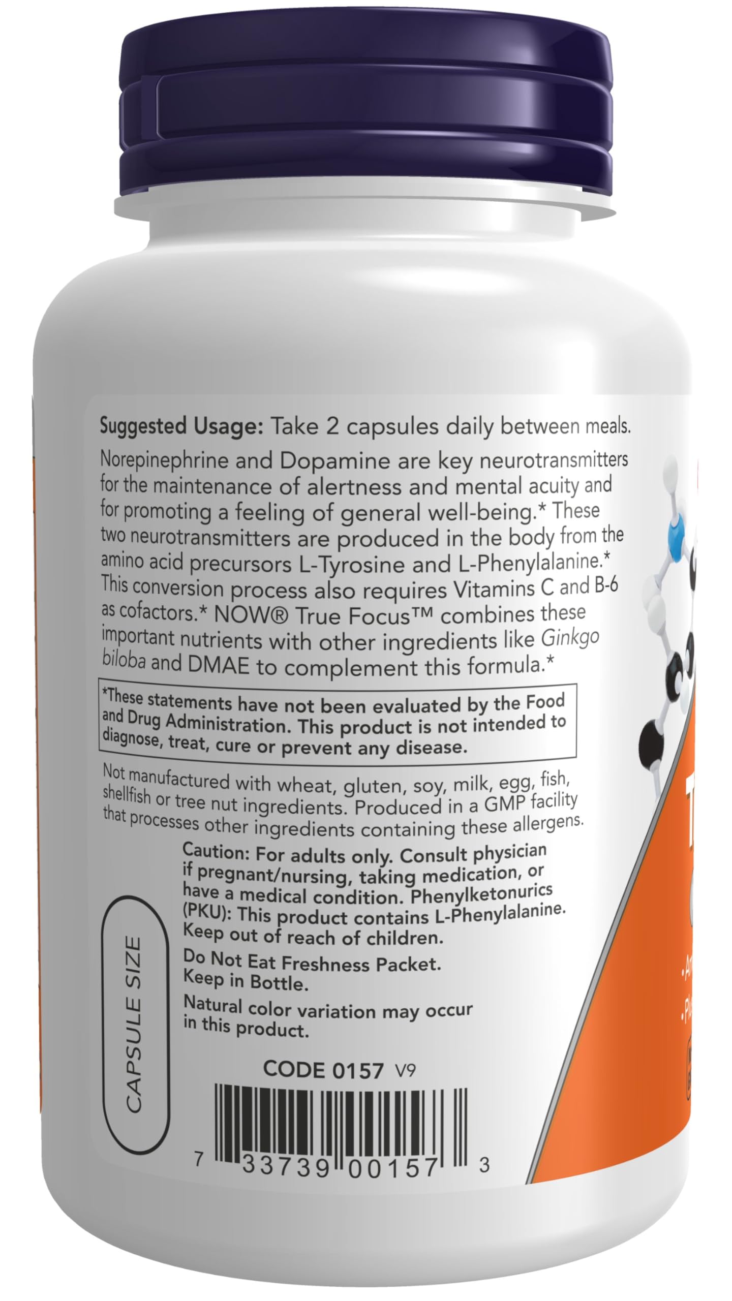 NOW Foods True Focus Veggie Capsules 90 Count