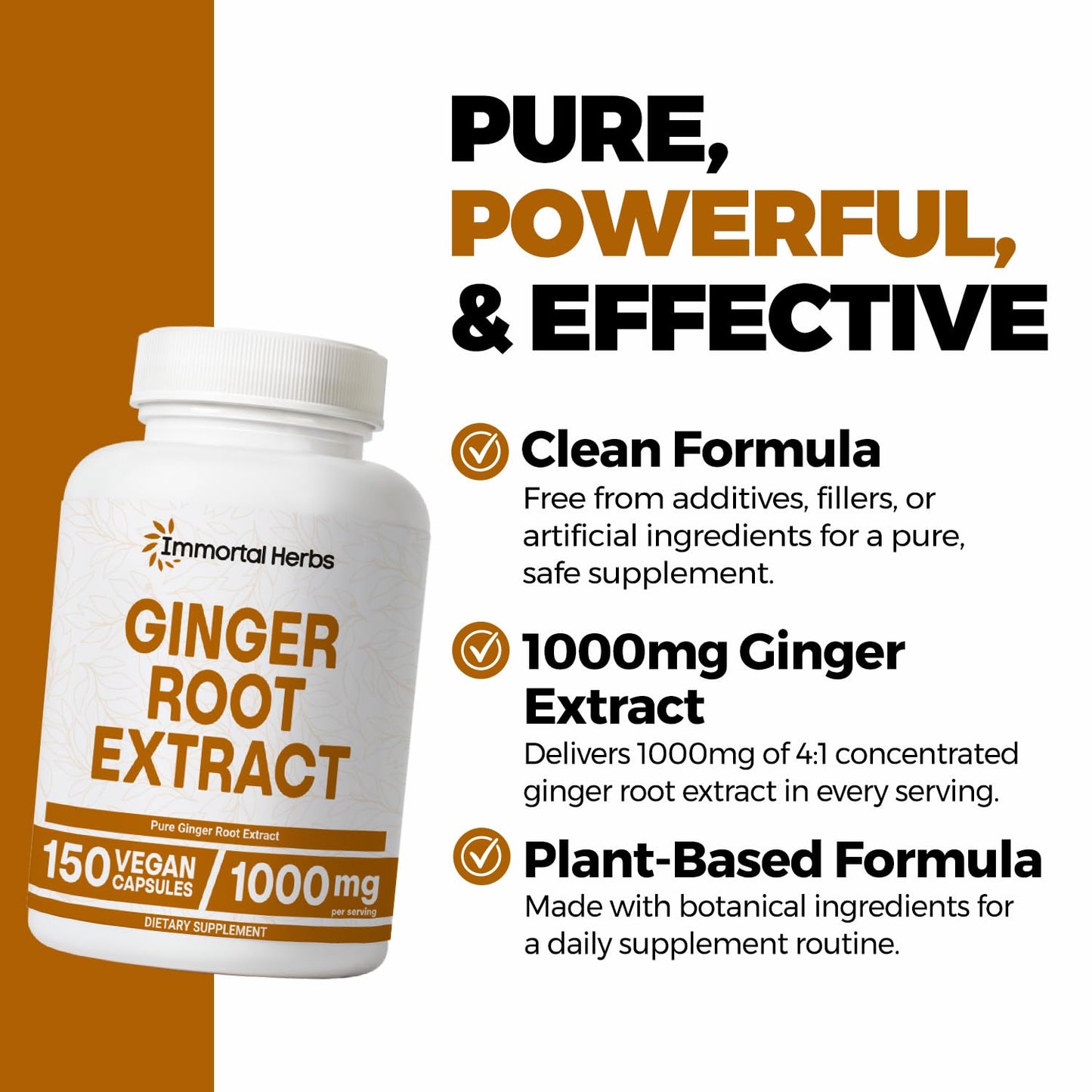 Immortal Herbs Ginger Root Capsule 150 Count