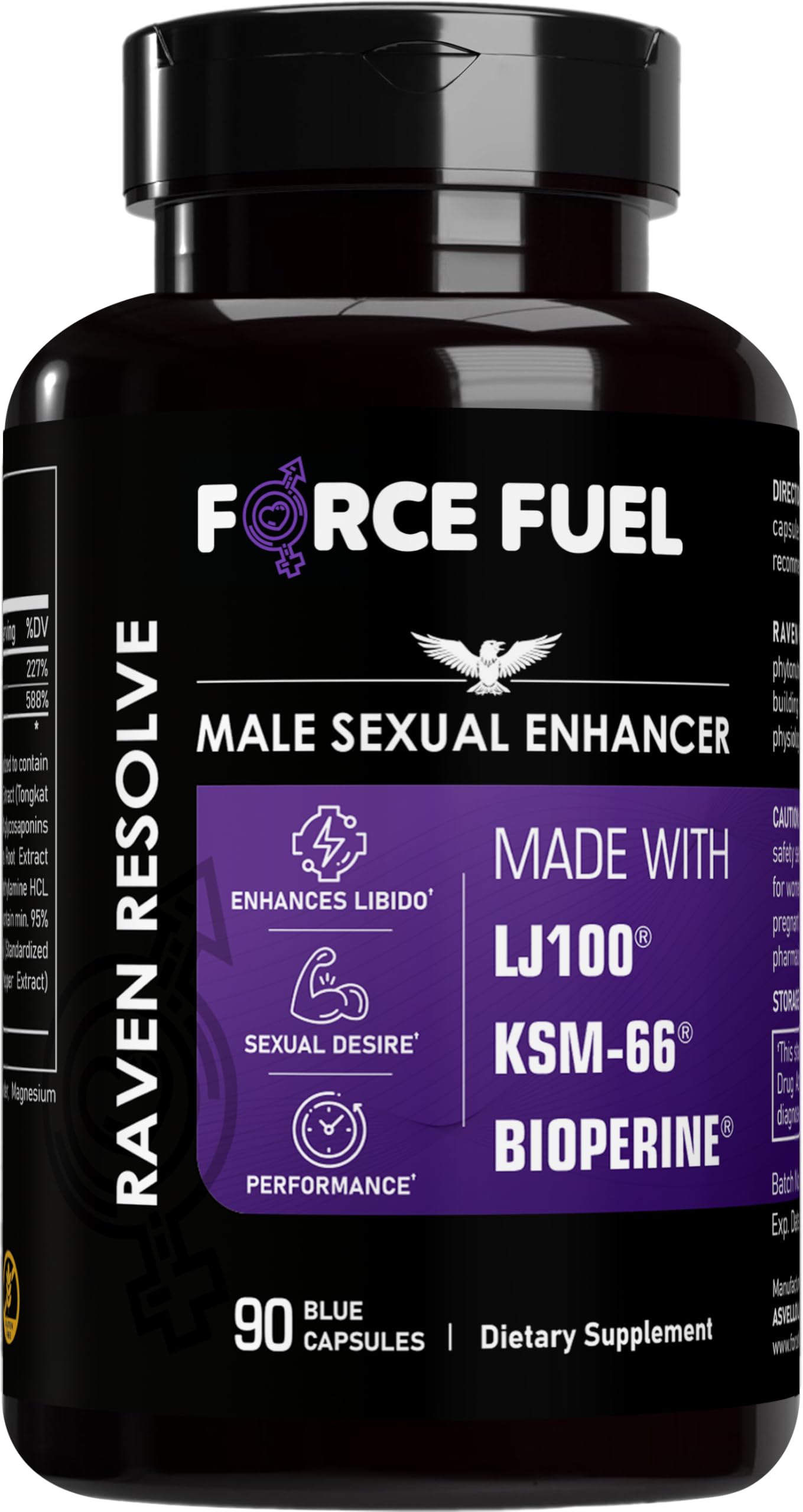 FORCE FUEL Raven Resolve Sex Pills for Men Capsule 90 Count