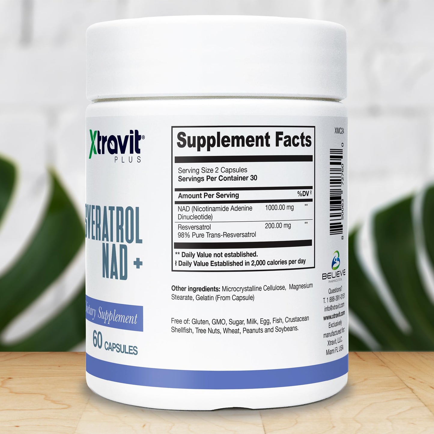 Xtravit Resveratrol NAD+ Supplement, 60 Capsules