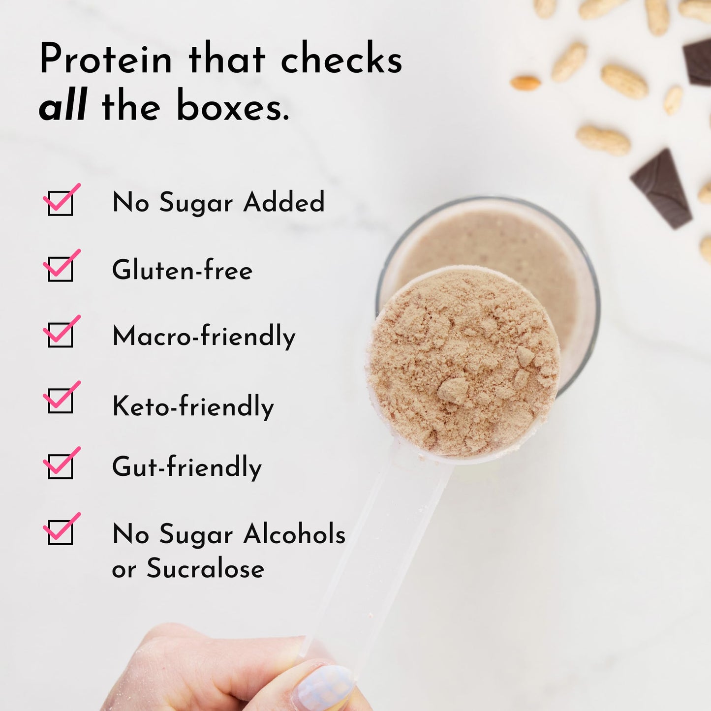 JUST INGREDIENTS Roasted Peanut Butter Chocolate Protein Powder, 23 Servings
