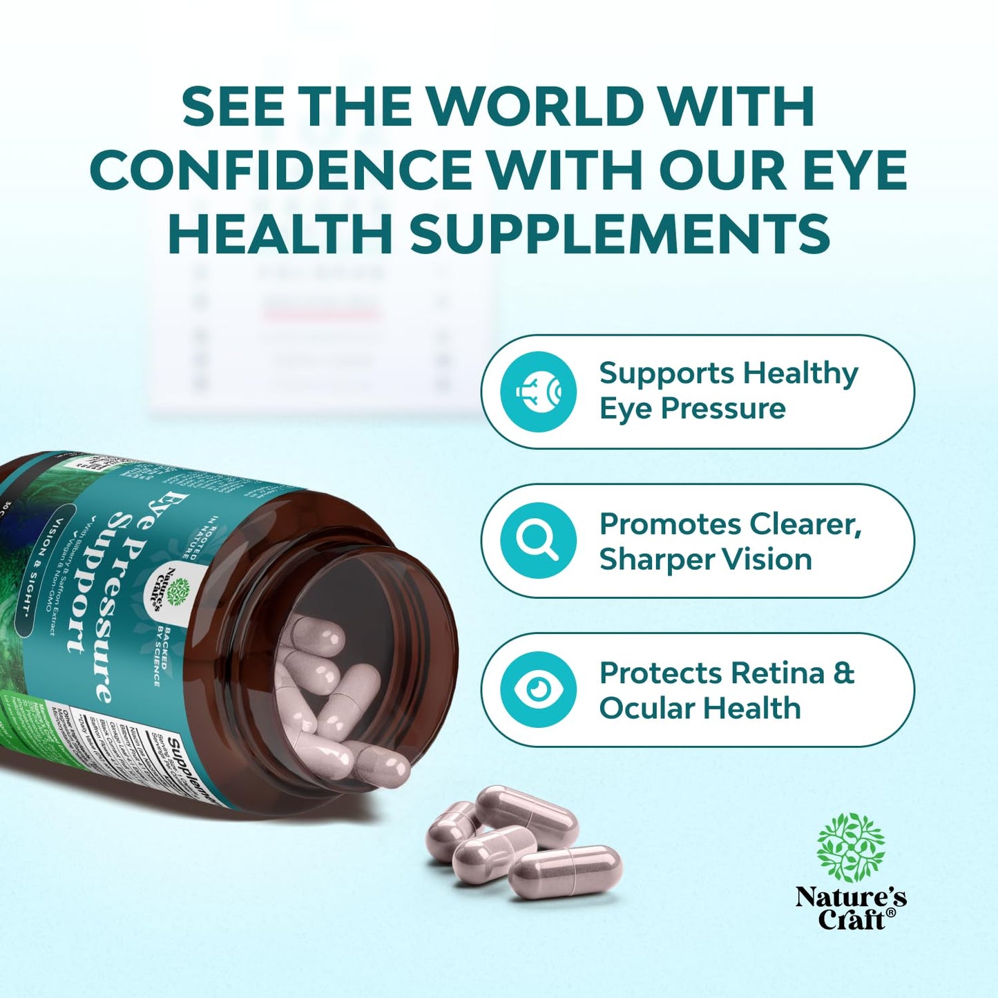 Natures Craft Eye Pressure Support with Bilberry Extract Capsule, 30 Count