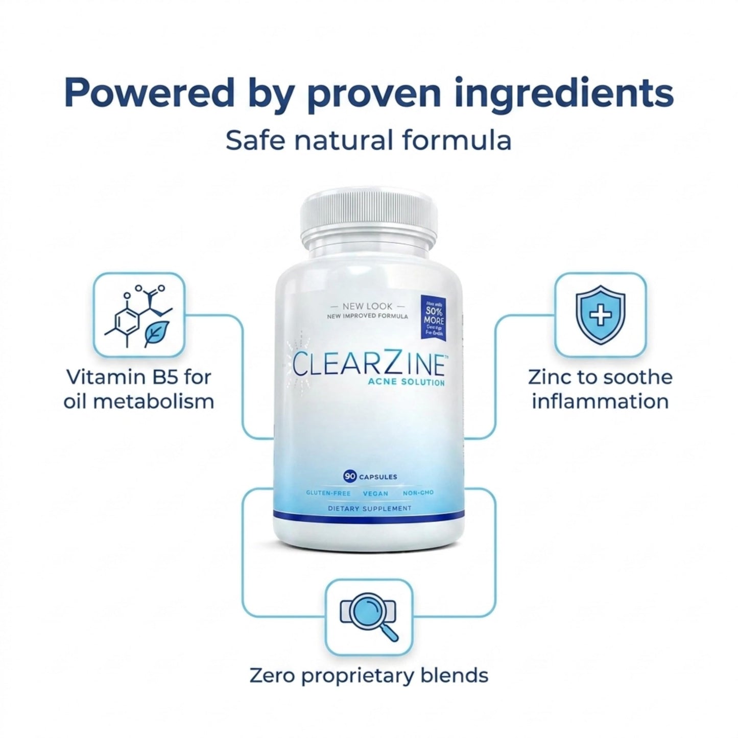 ClearZine Acne Pills Capsules, 180 Count