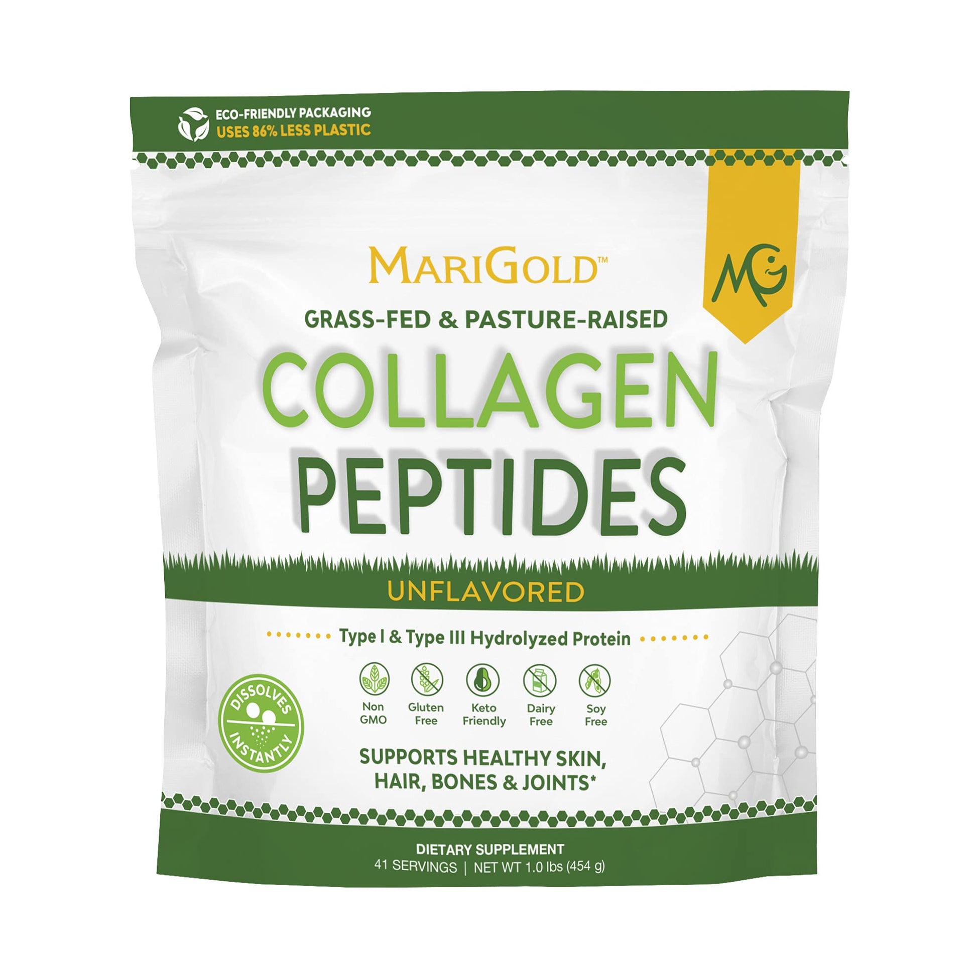 MariGold Grass-fed Collagen Peptides Unflavored Powder, 1 lb