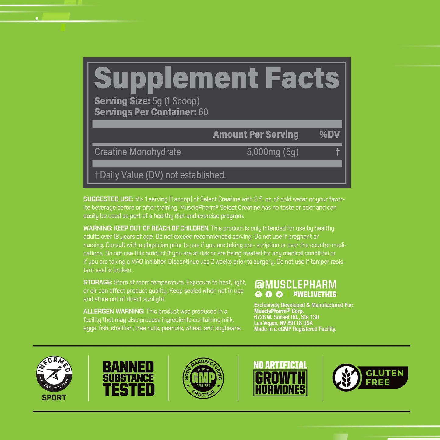 Muscle Pharm Creatine Monohydrate Powder 10.5 Ounce