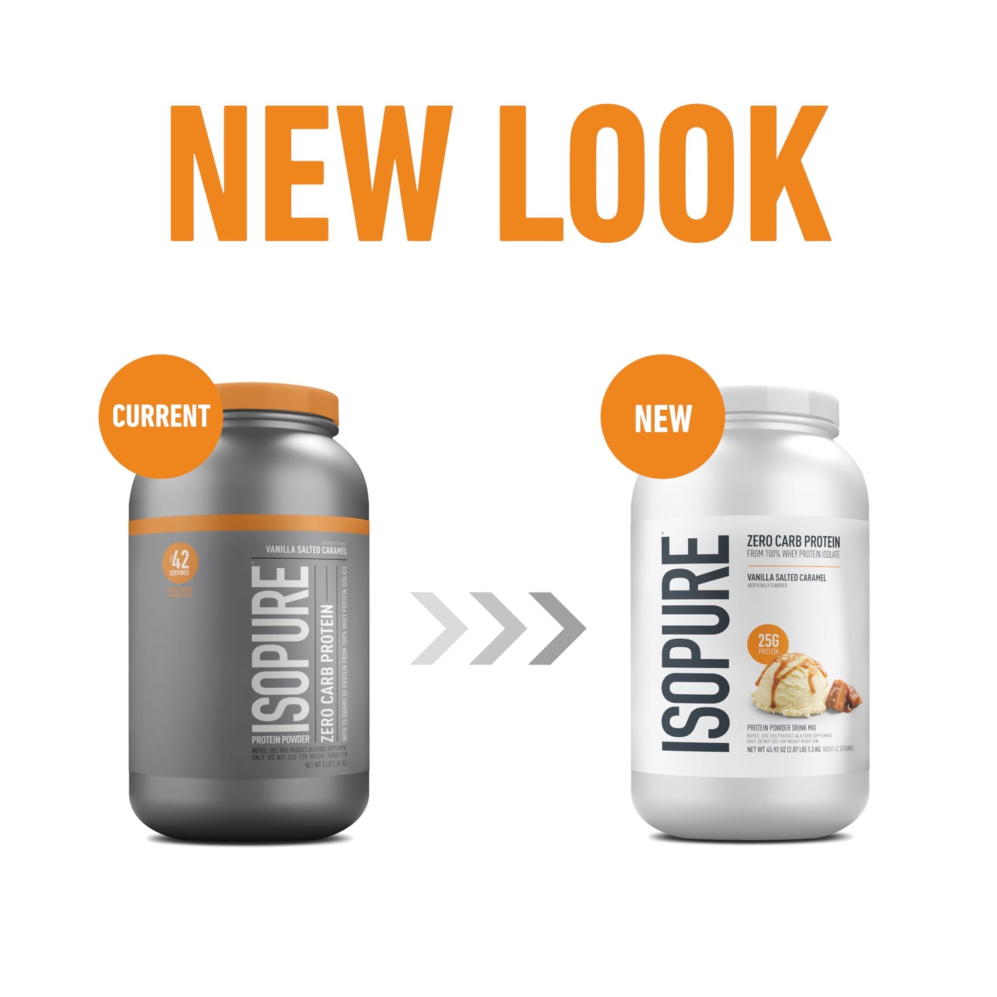 Isopure Zero Carb 100% Pure Whey Isolate Protein Powder, Gluten Free, With Vitamins, Vanilla Salted Caramel, 25g Protein Per Serving, 3 Lbs, 42 Servings (Packaging May Vary)