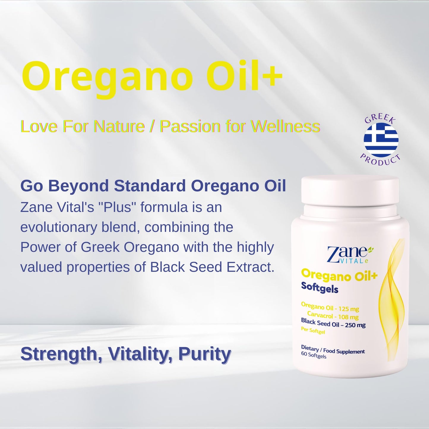 Zane VITALe Oregano Oil+ Oil of Oregano & Black Seed Oil Softgels, 60 Count