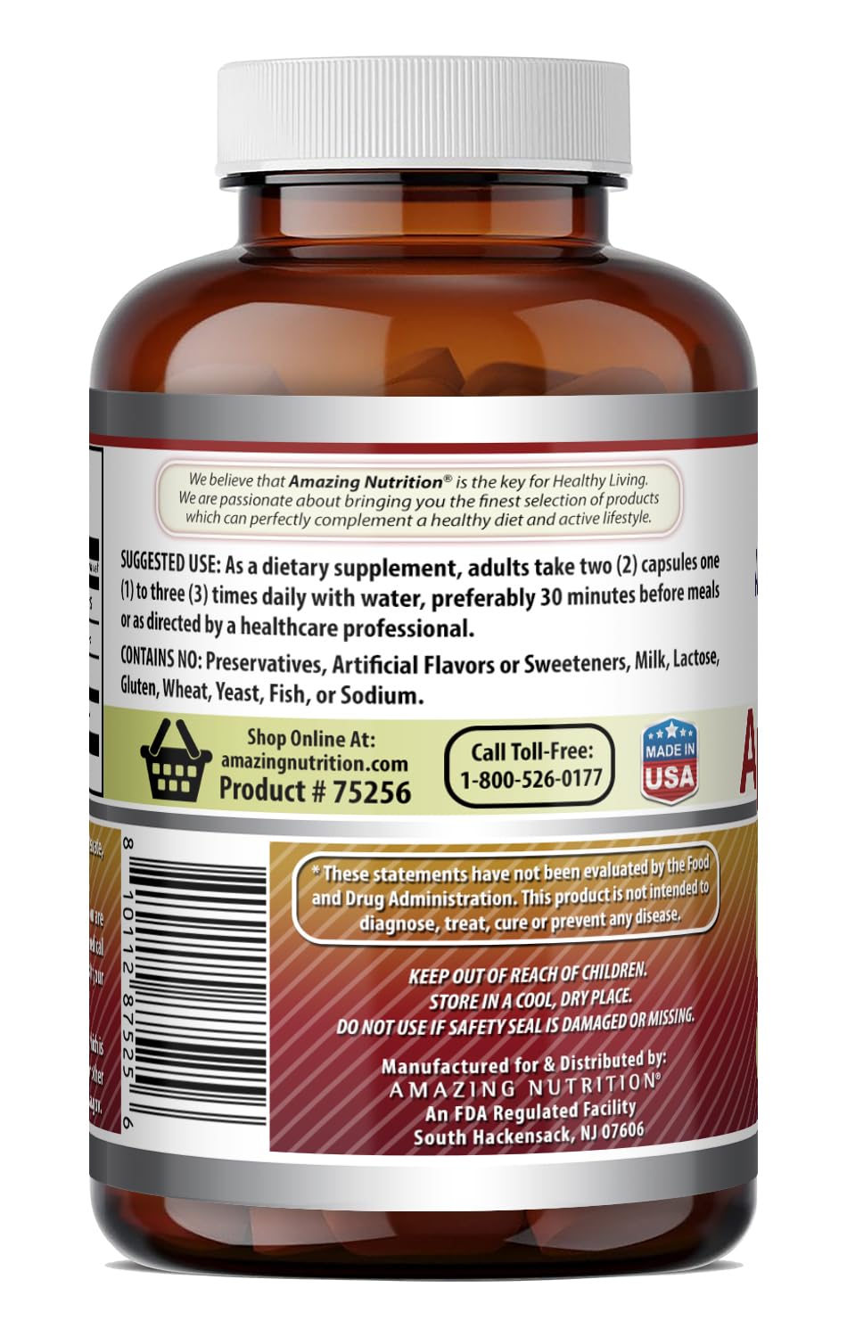 Amazing Nutrition Apple Pectin 1400 mg per Serving Supplement Capsules, 240 Count