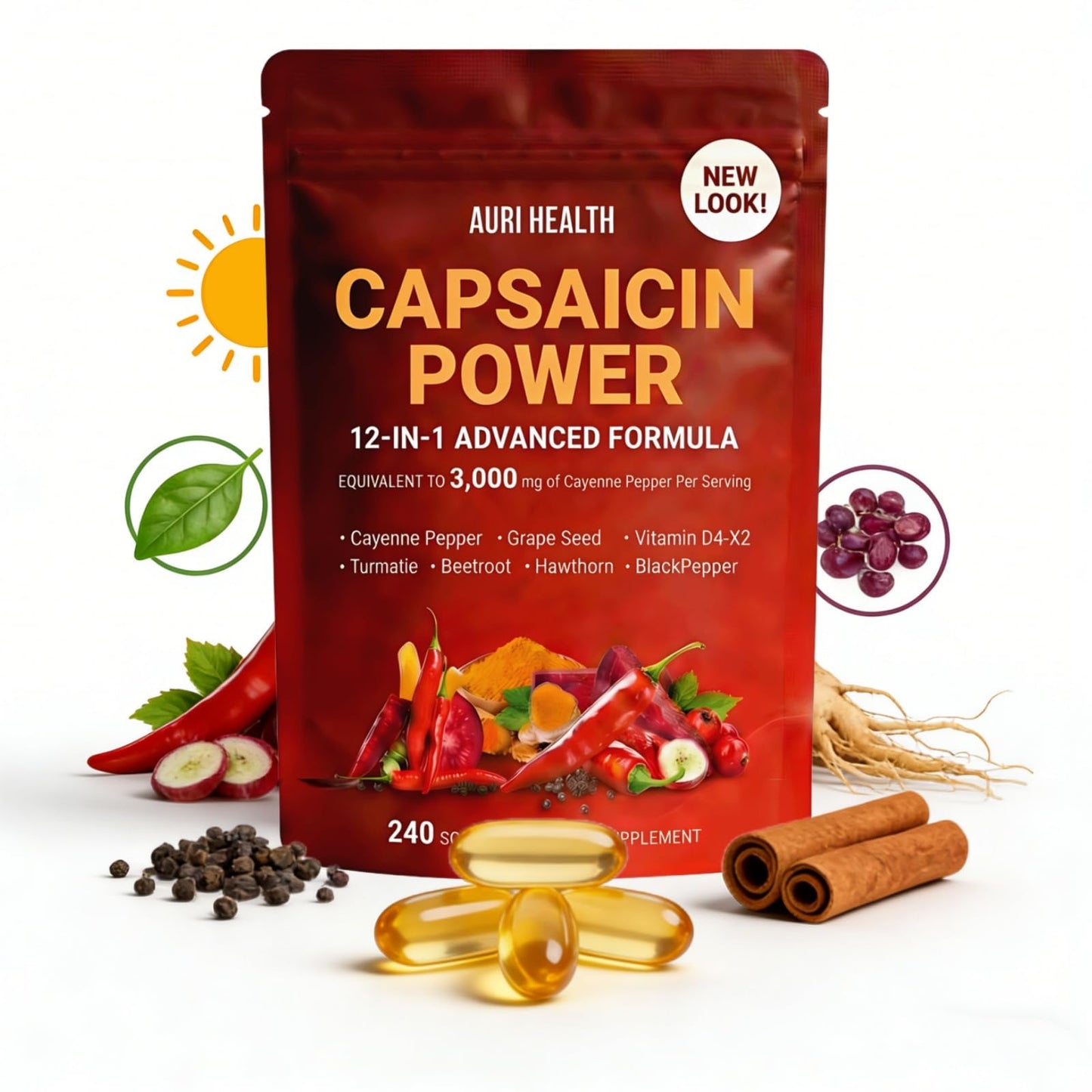 Auri Health Cayenne Pepper Softgels, 300 Count
