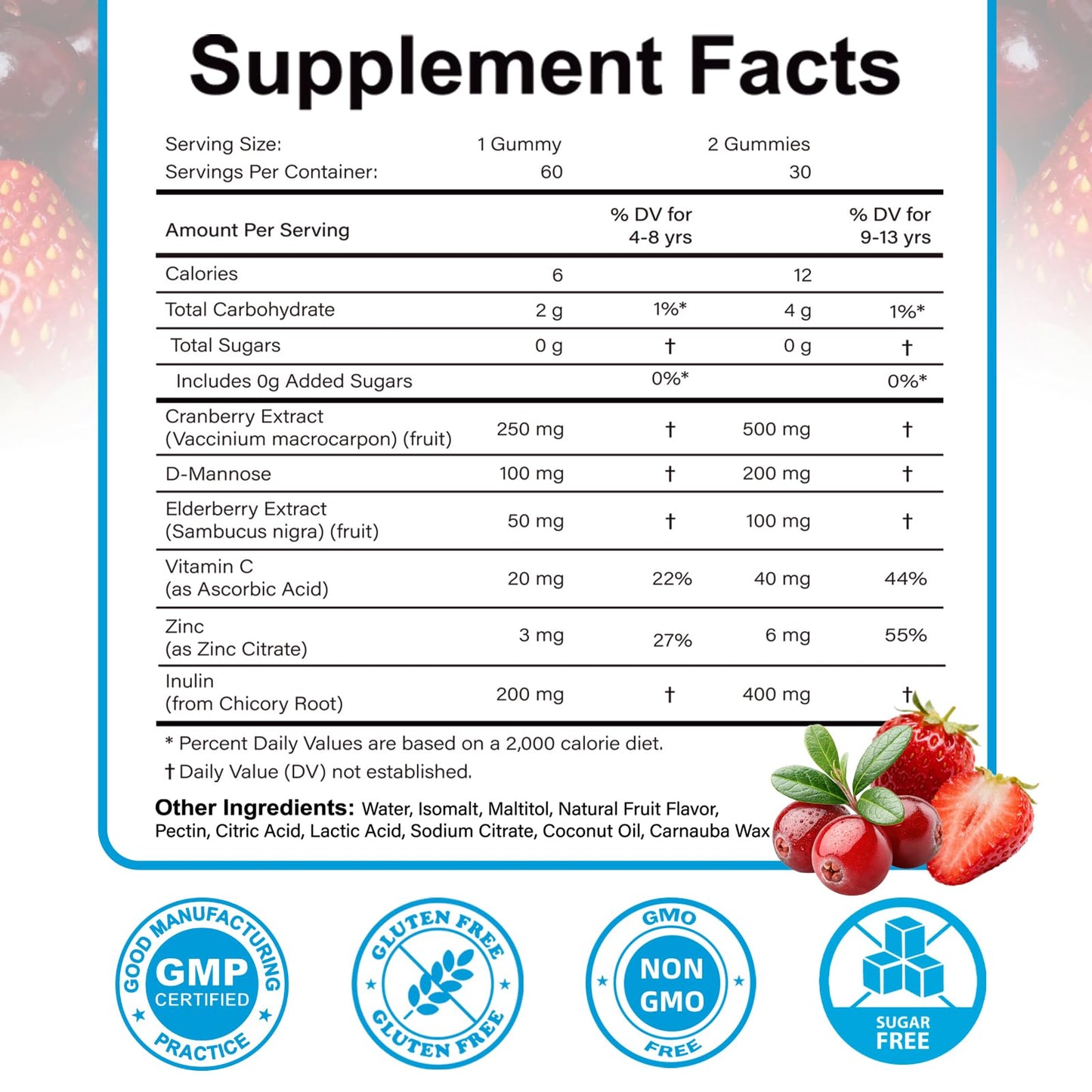 ABYSSUS Cranberry Gummies for Kids Gummy 60 Count
