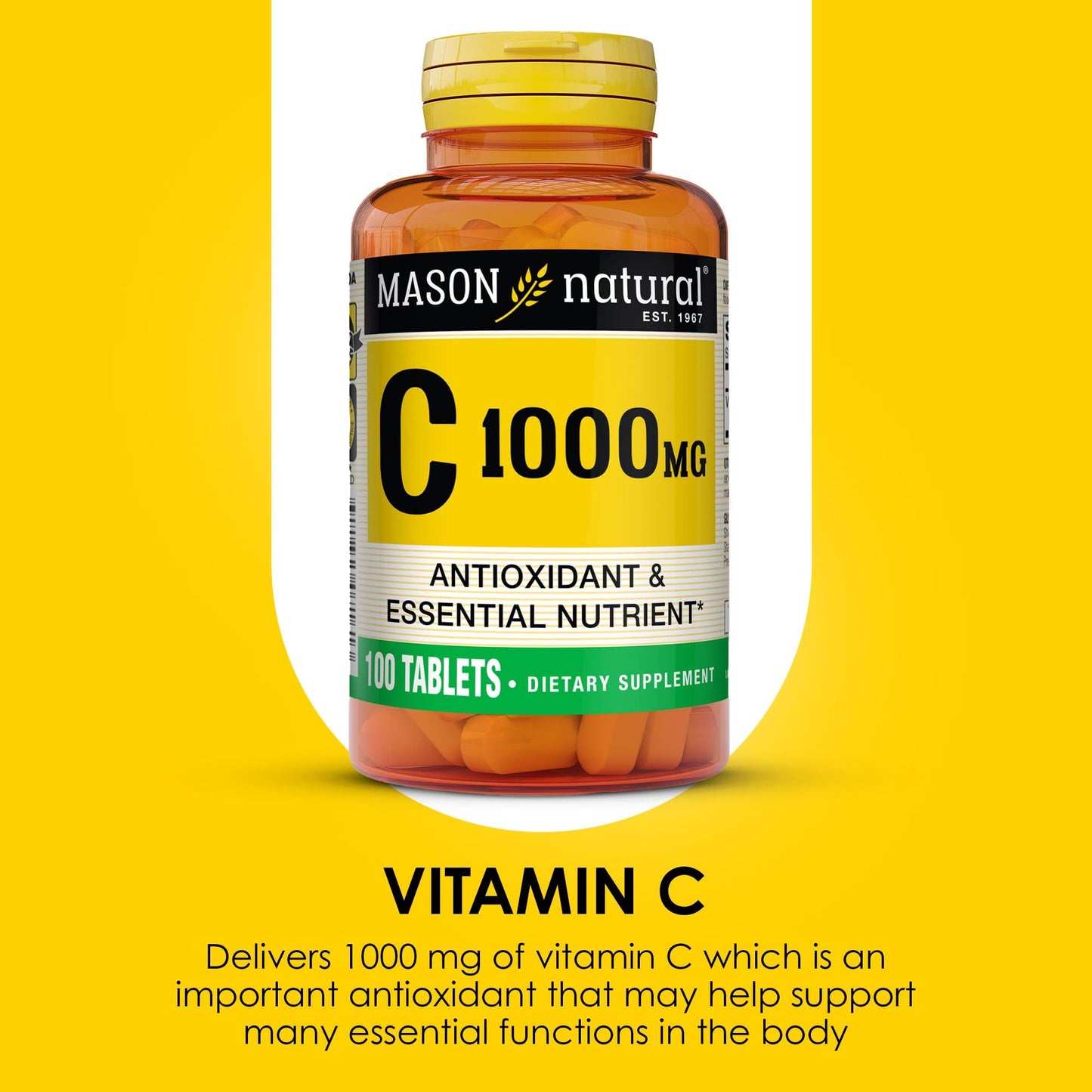 Mason Natural Vitamin C 1000 mg Tablet, 100 Count